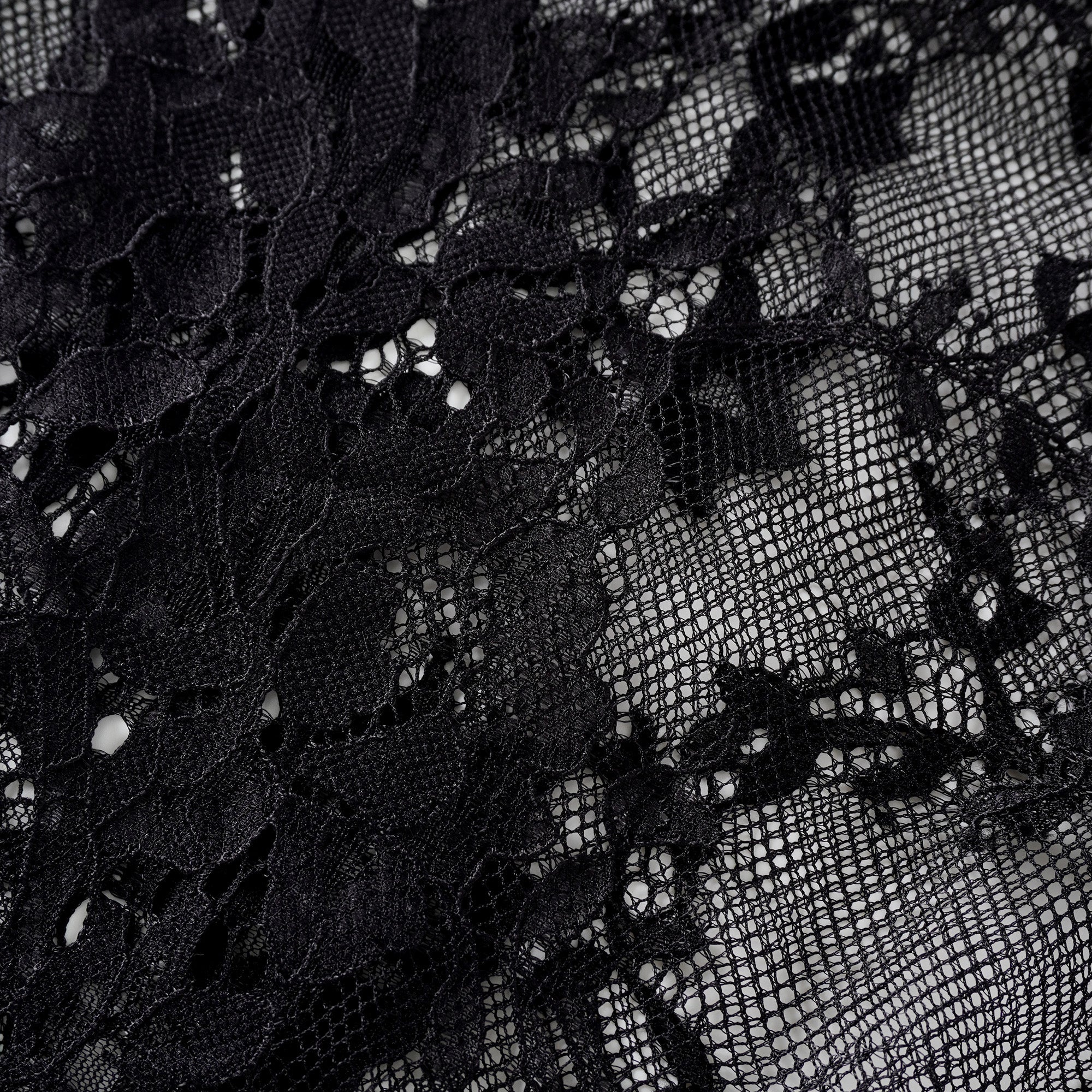 Quintine Black Ribbon Tie-Neck Floral Lace Blouse (Final Sale)