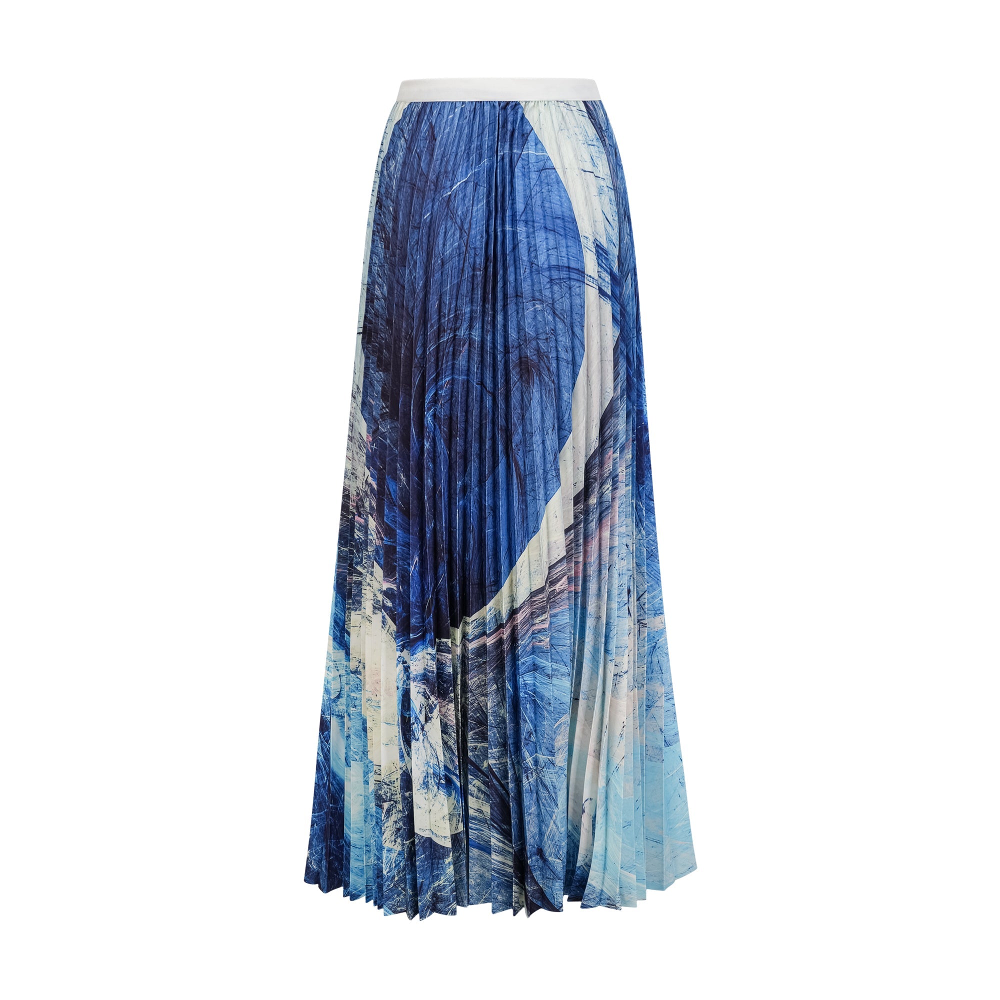 Debbie Blue Pattern-Print Creased Cape & Skirt Matching Set