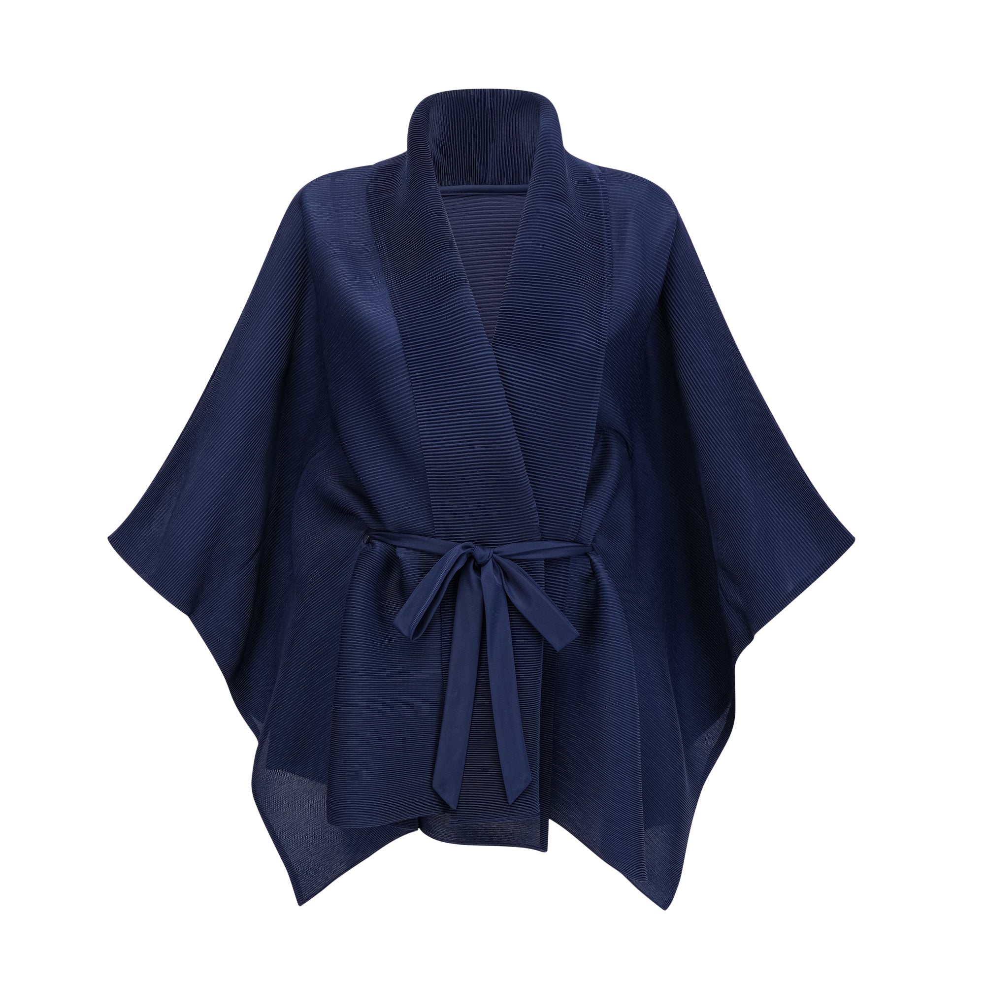 Debbie Blue Pattern-Print Creased Cape & Skirt Matching Set