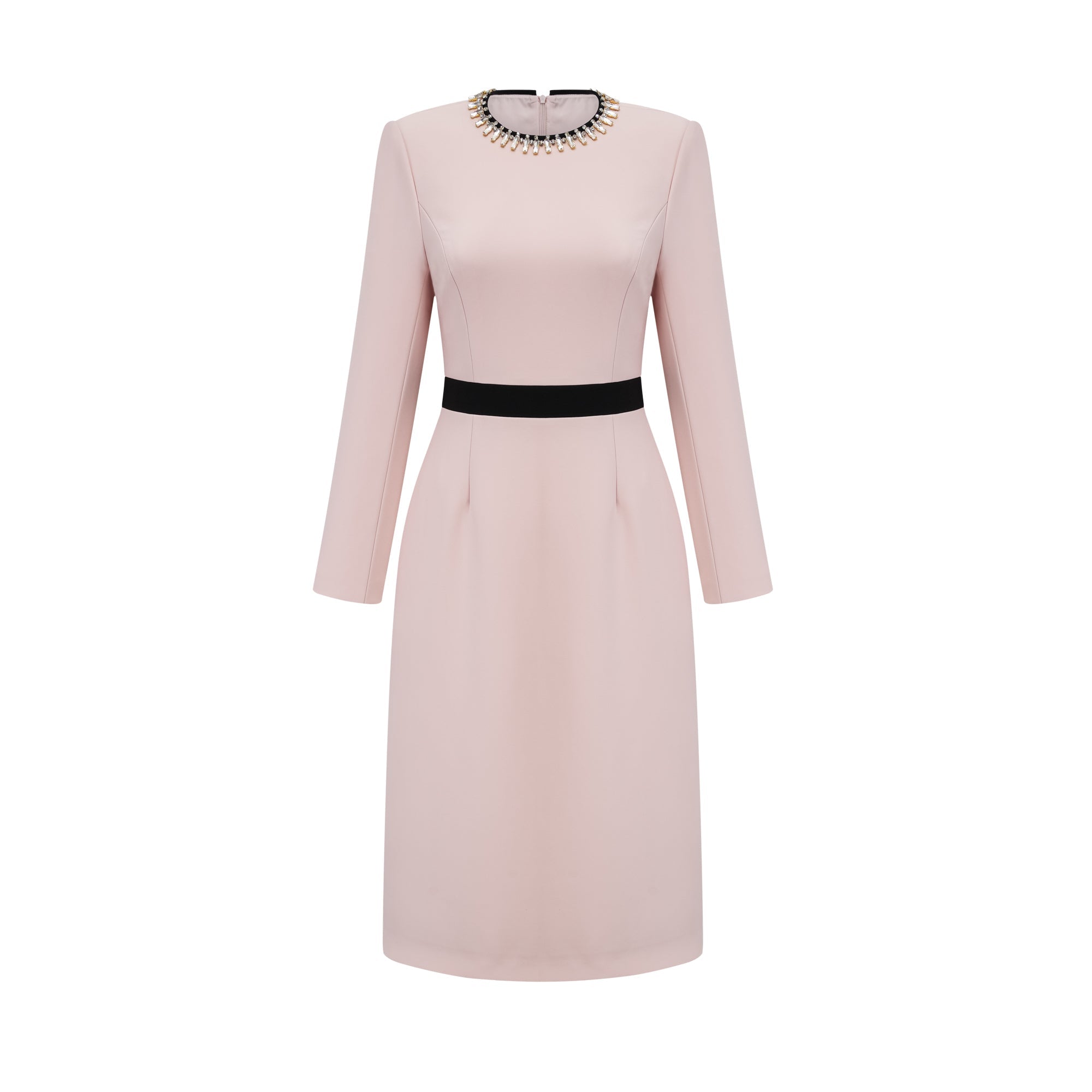 Anaïs pink crystal color-blocked midi dress (Final Sale)