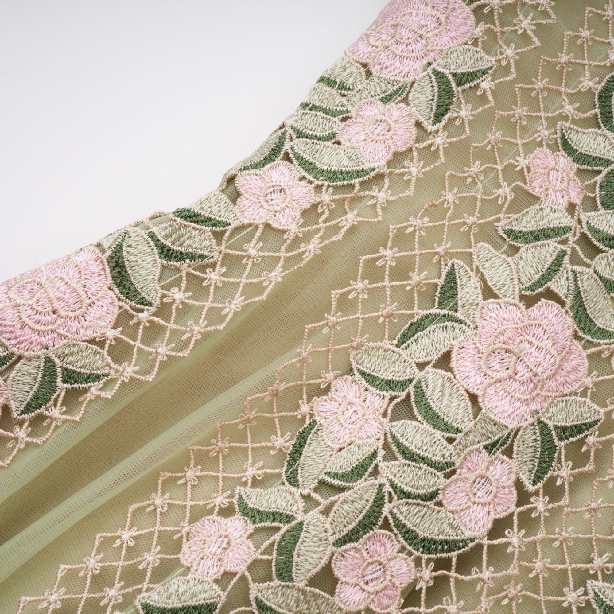 Eleni Green Tulle Panel Floral Midi Dress (Final Sale-US Only)