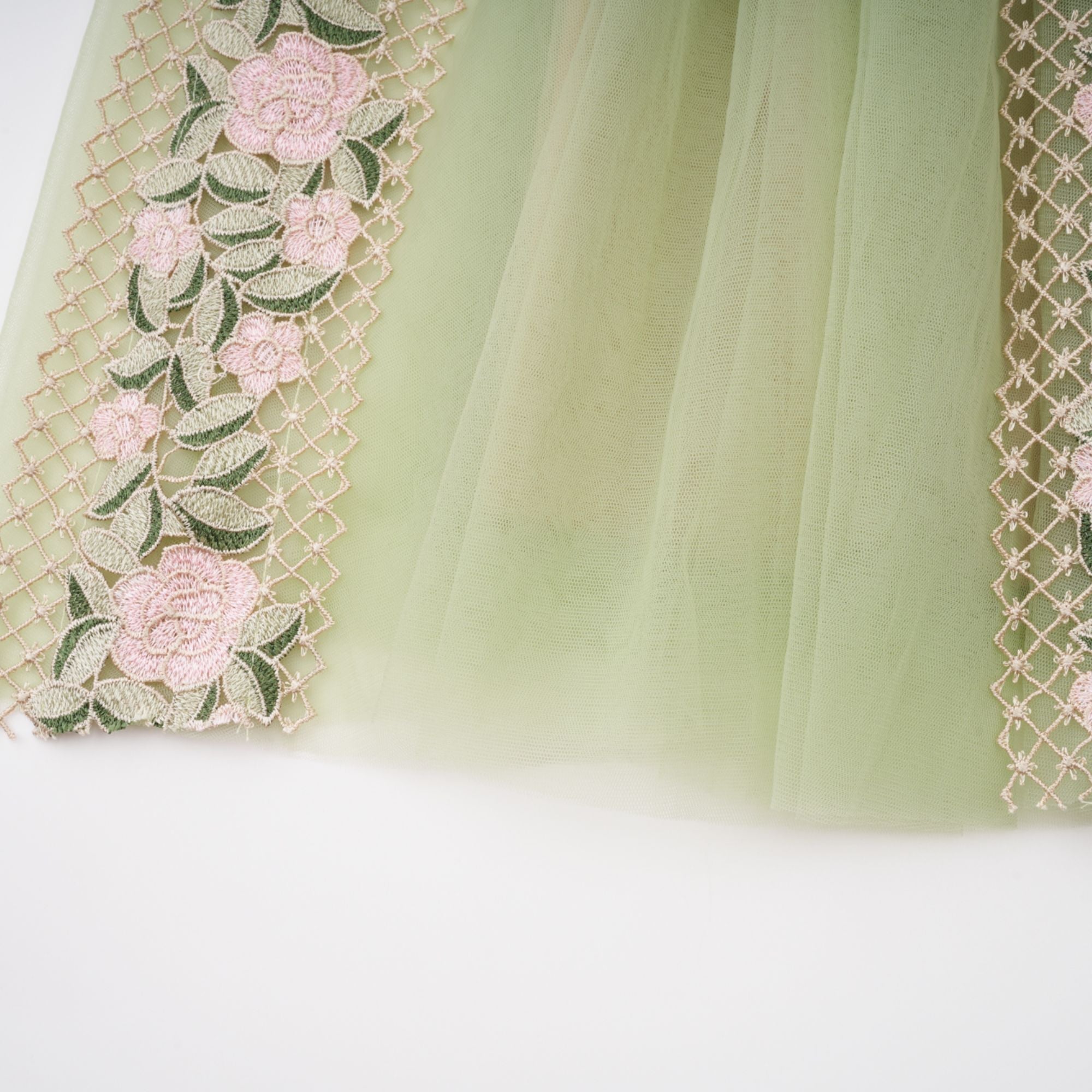 Eleni Green Tulle Panel Floral Midi Dress (Final Sale-US Only)