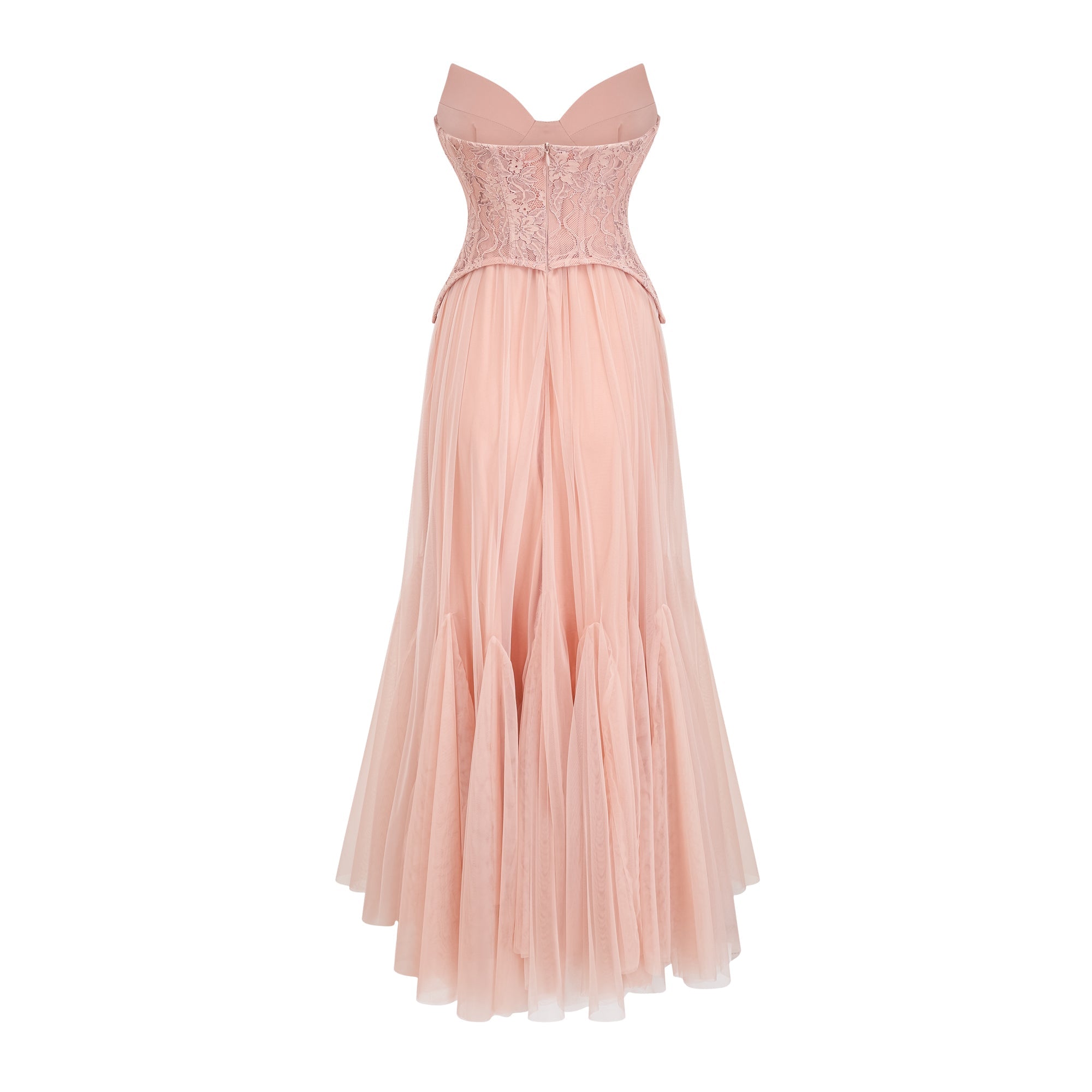 Ulrique Pink Lace Corset Tulle Maxi Dress (Final Sale-US Only)