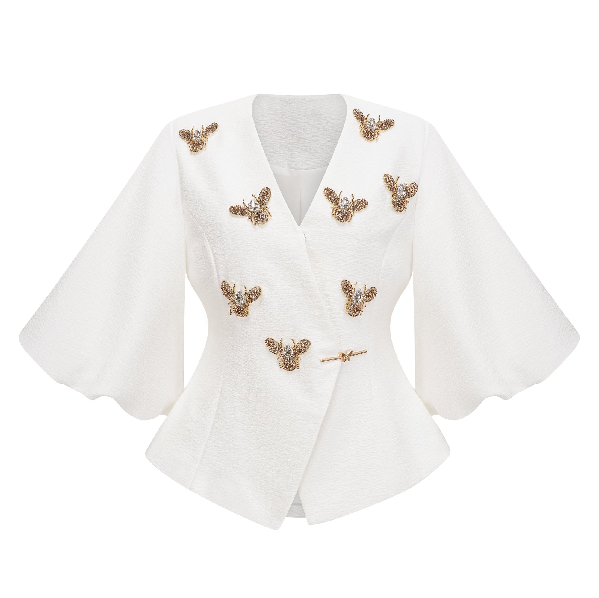 Jóna White Embellished Wrap Blouse (Final Sale)