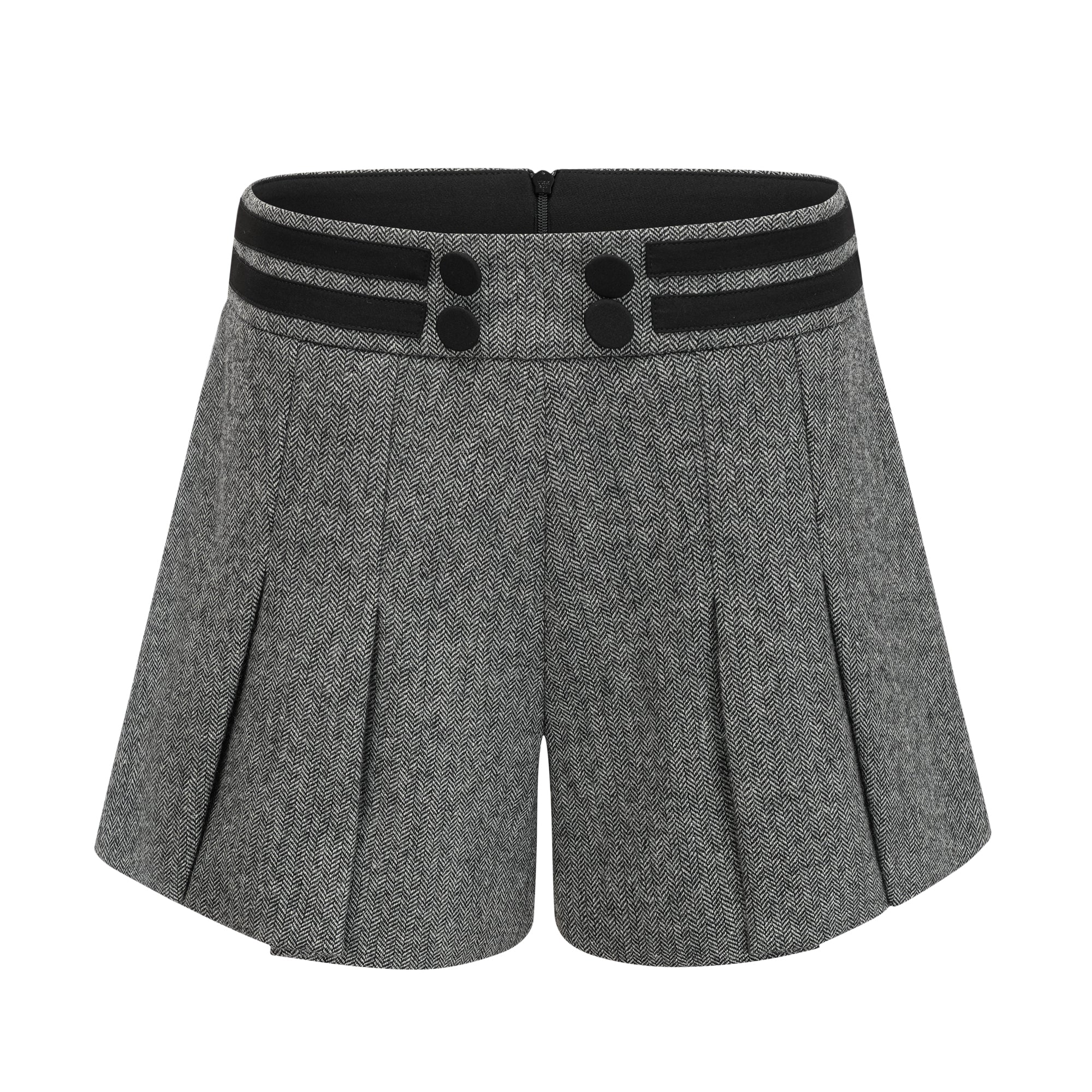 Agathe Grey Herringbone Top & Shorts Matching Set