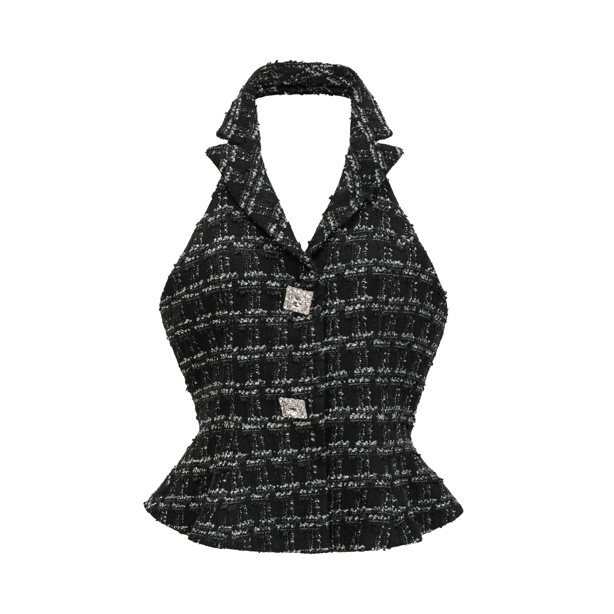 Axelle black checked tweed vest top & skirt matching set (Final Sale)