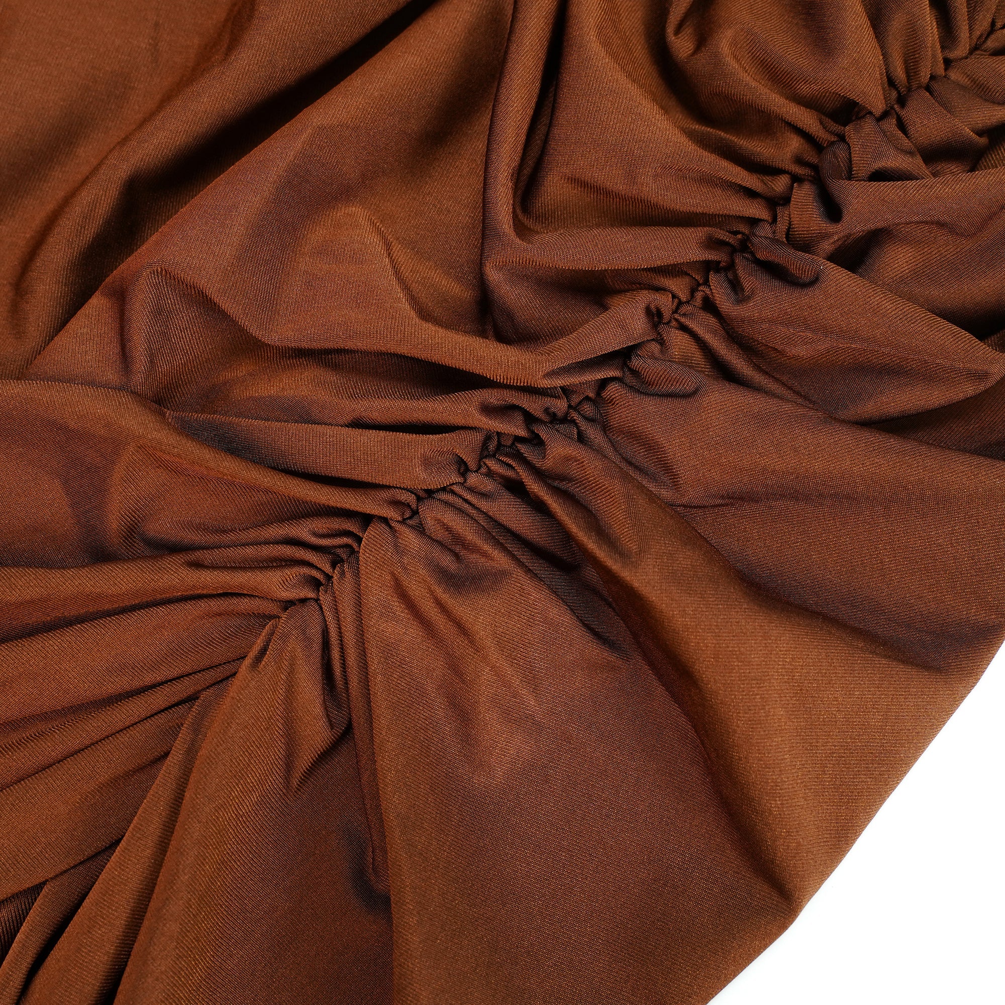 Reine Brown Asymmetrical Ruched Maxi Dress (Final Sale)
