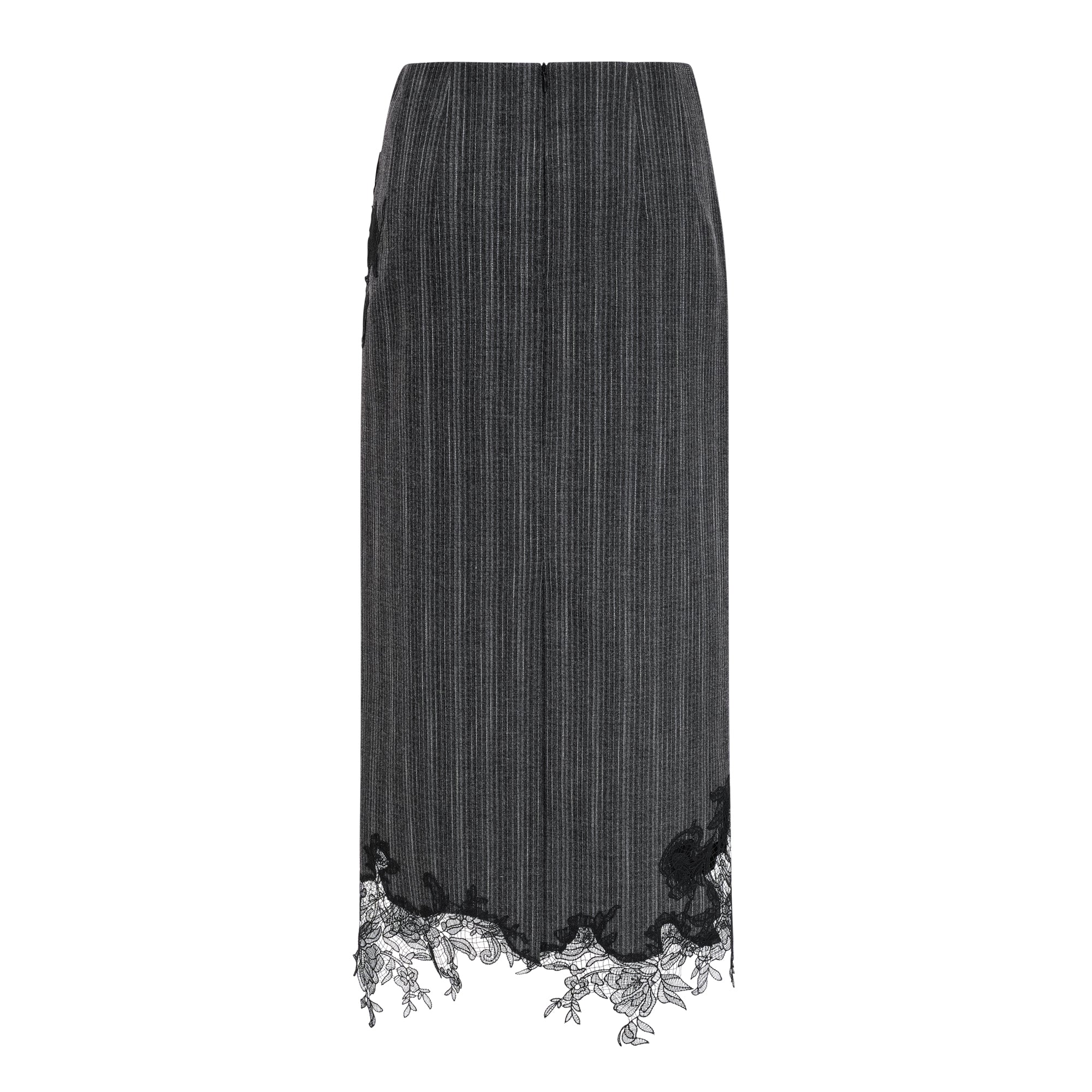 Sidonie Grey Floral Appliqué Striped Blazer & Skirt Set (Final Sale)