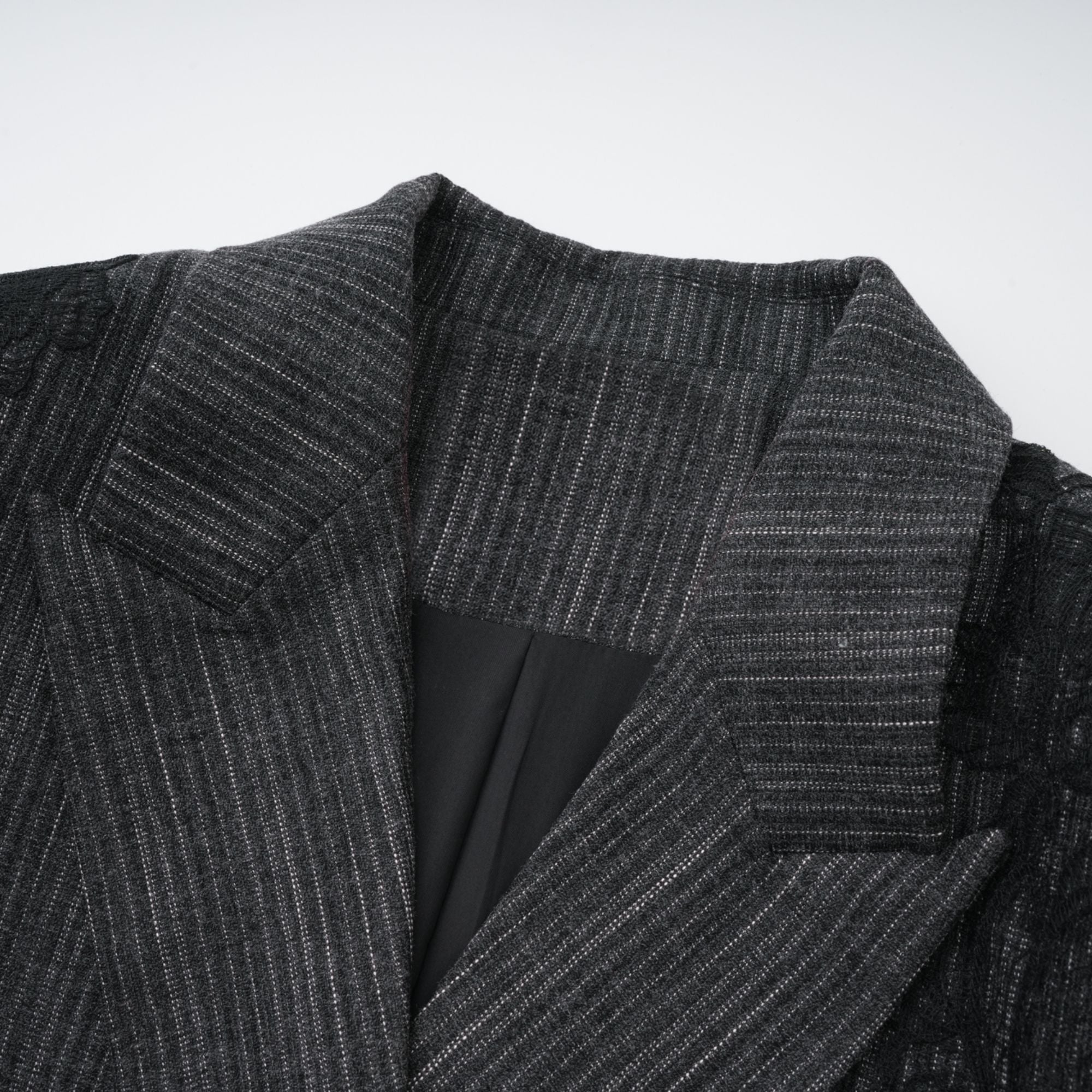 Sidonie Grey Floral Appliqué Striped Blazer & Skirt Set (Final Sale)