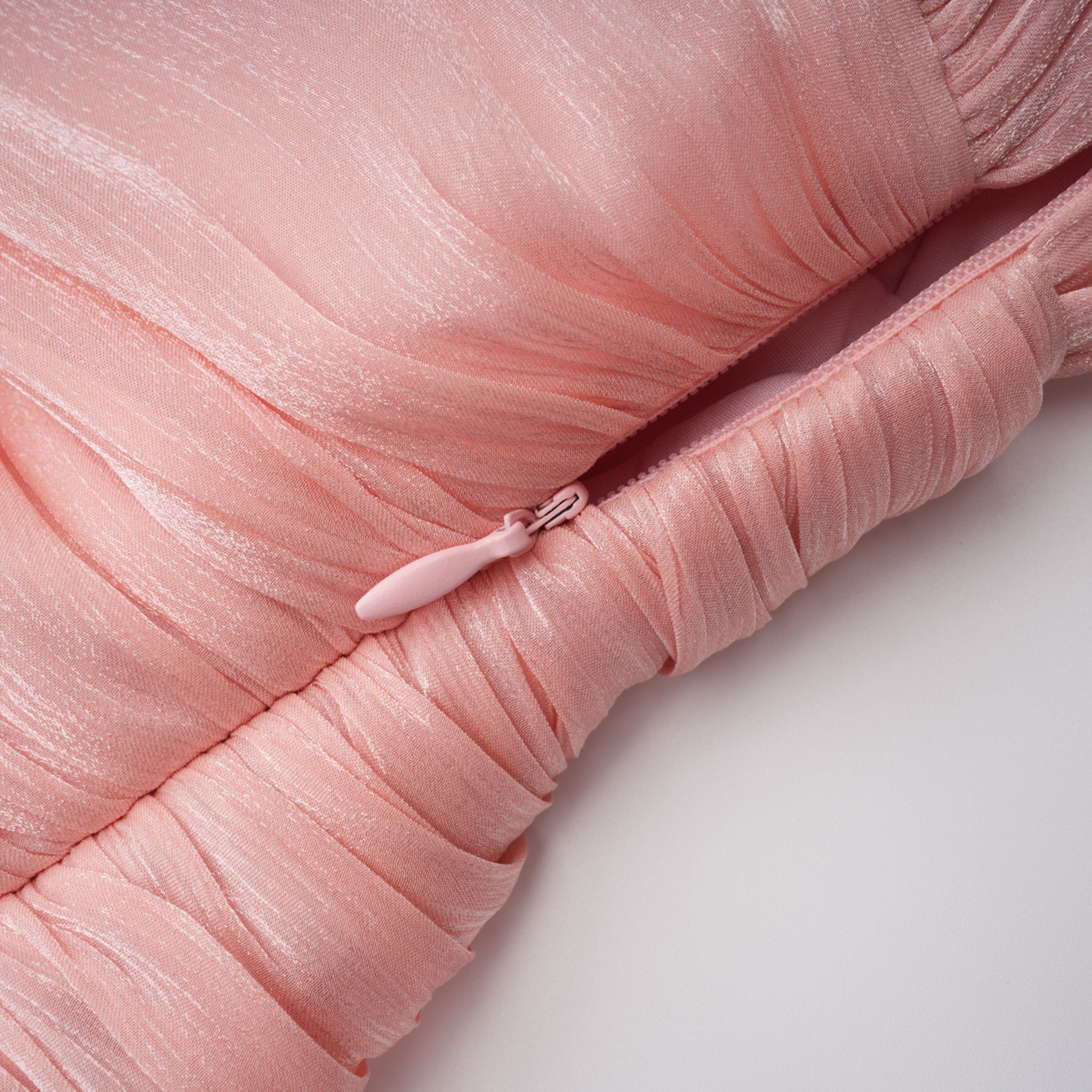 Pink High-Neck Ruffled Mini Dress