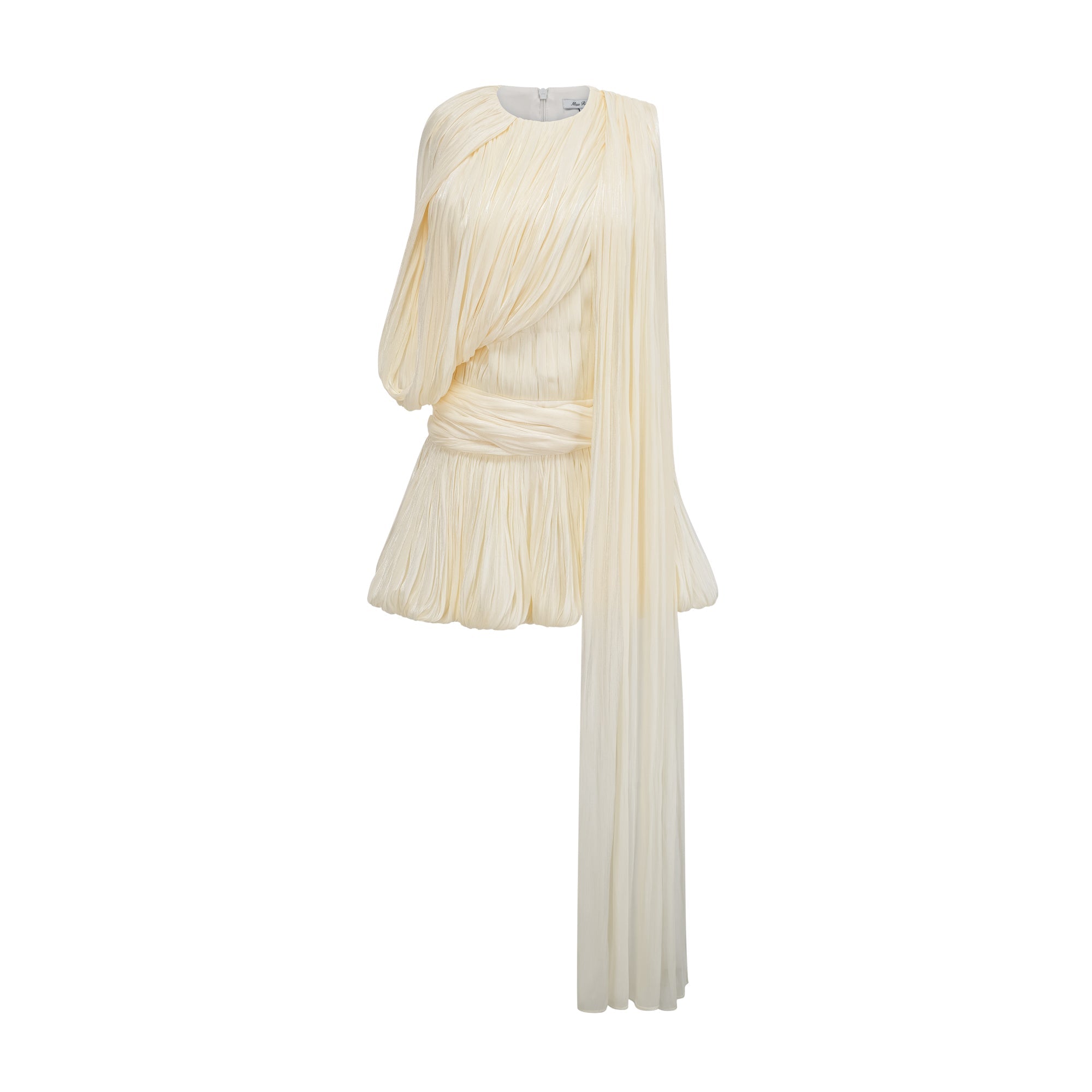 Pleated Ribbon Mini Dress