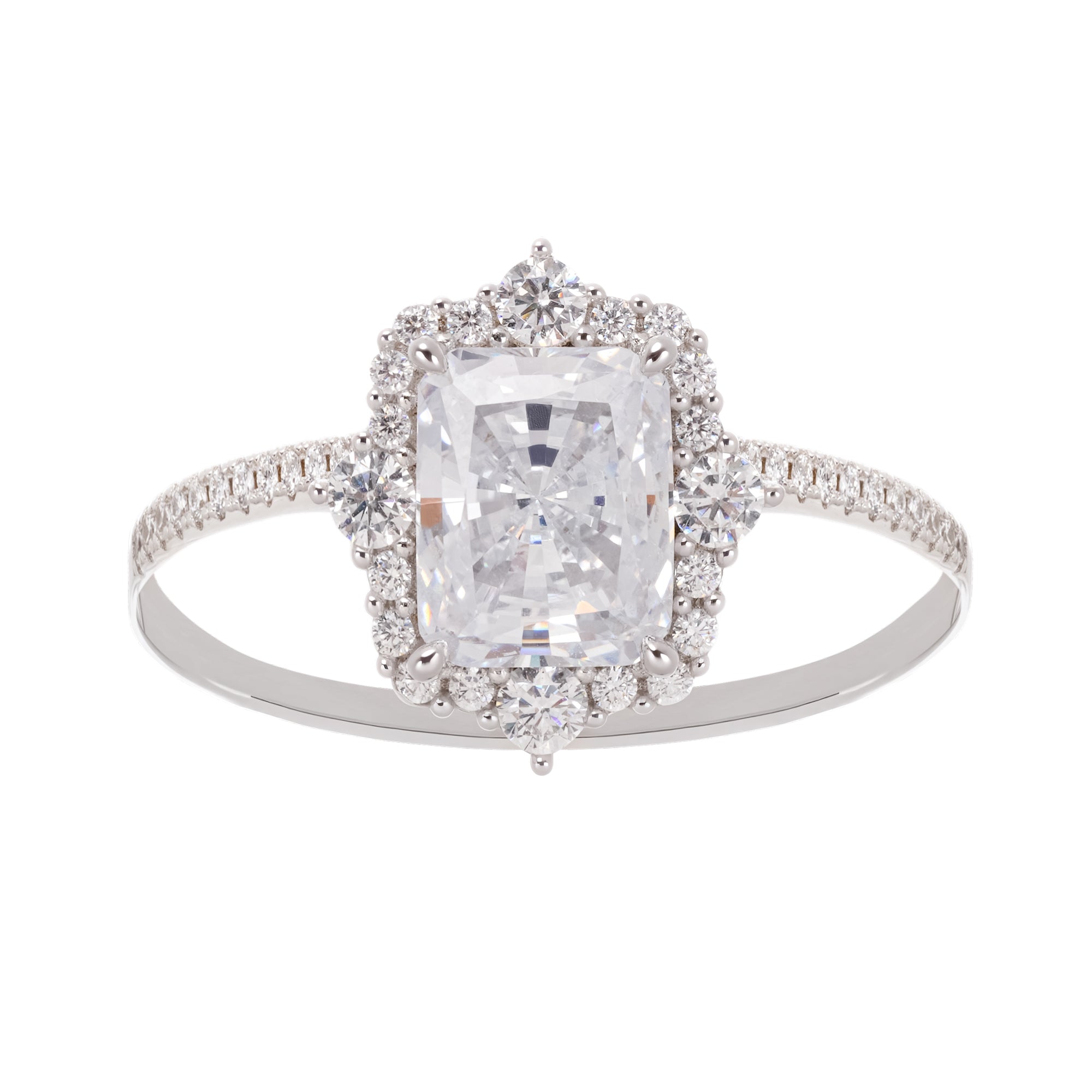 Émilienne Sterling Silver Rectangular Zircon Gemstone Ring (Final Sale-US Only)