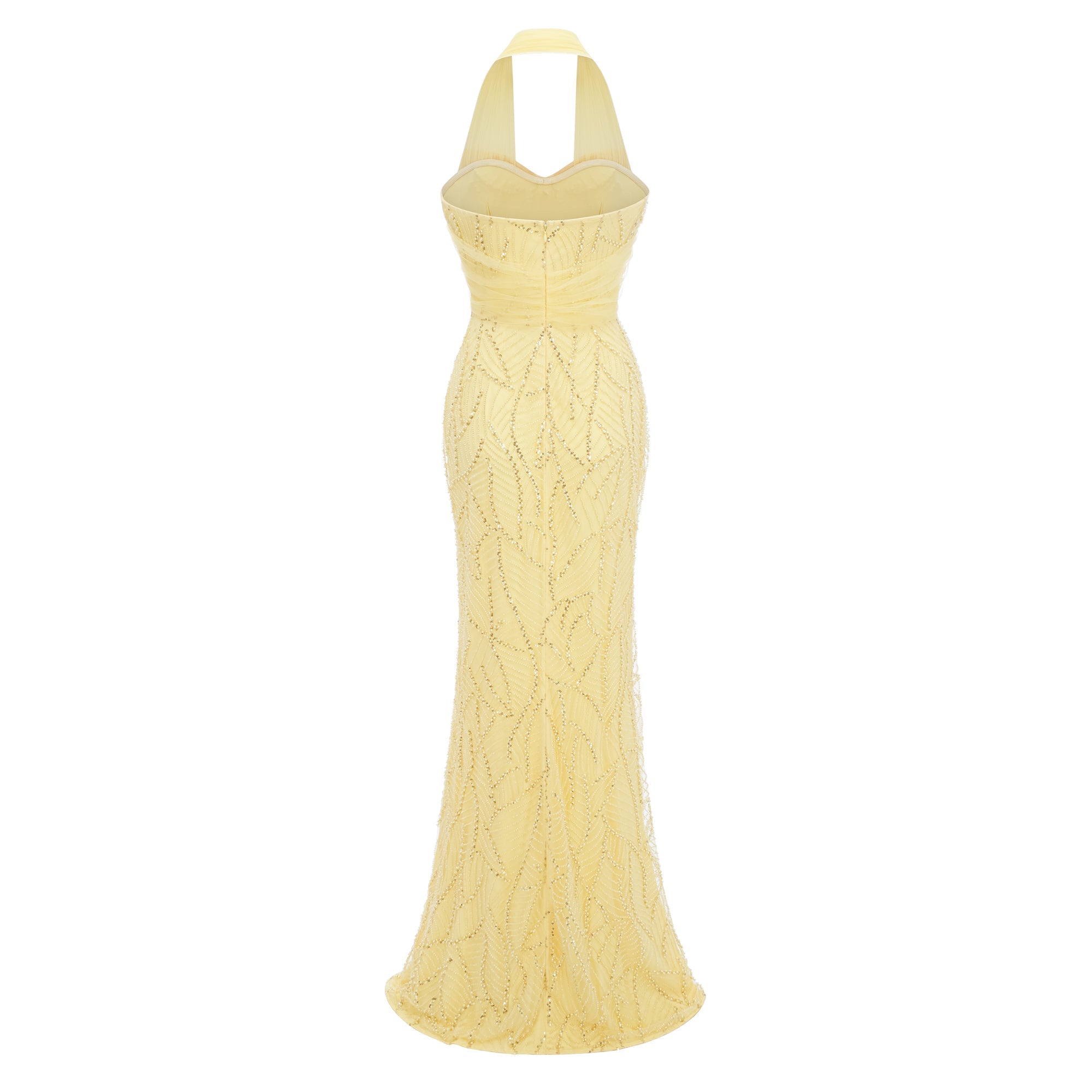 Antonia Yellow Halterneck Bow Maxi Dress (Final Sale-US Only)