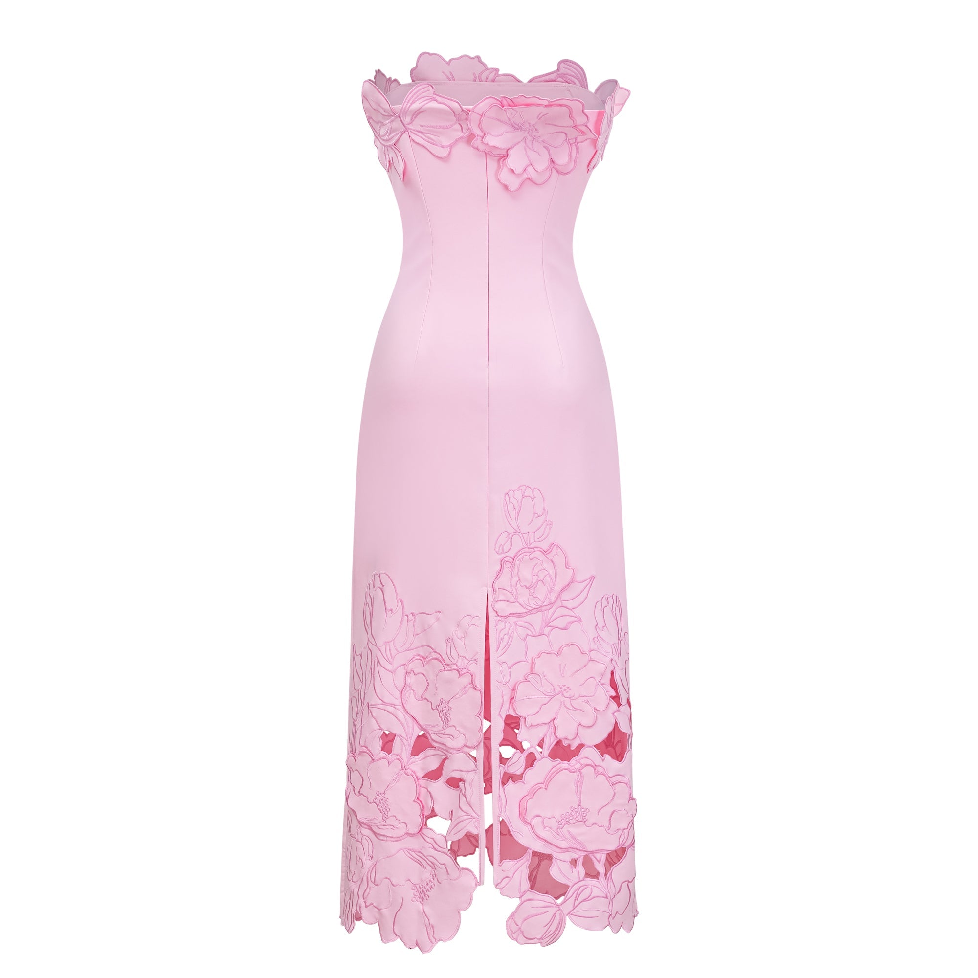 Floral Appliqué Strapless Dress