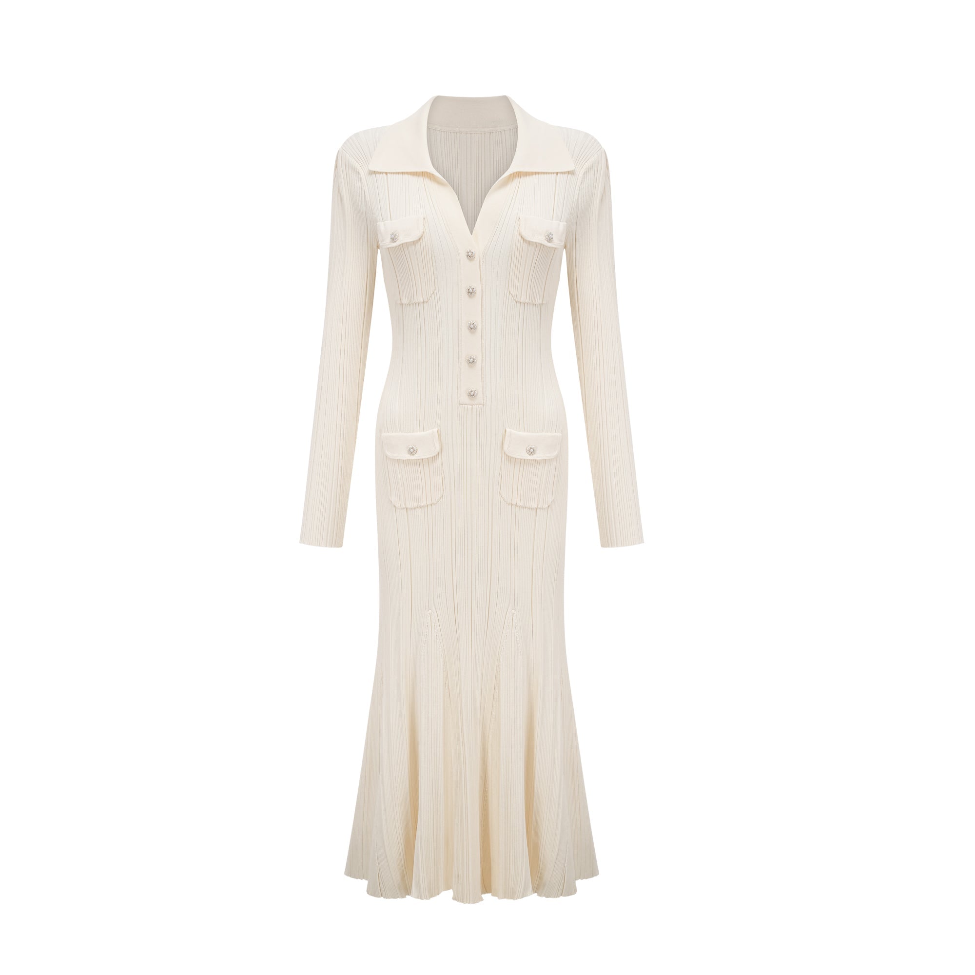 Nouria white mermaid-hem knit midi dress (Final Sale-US Only)