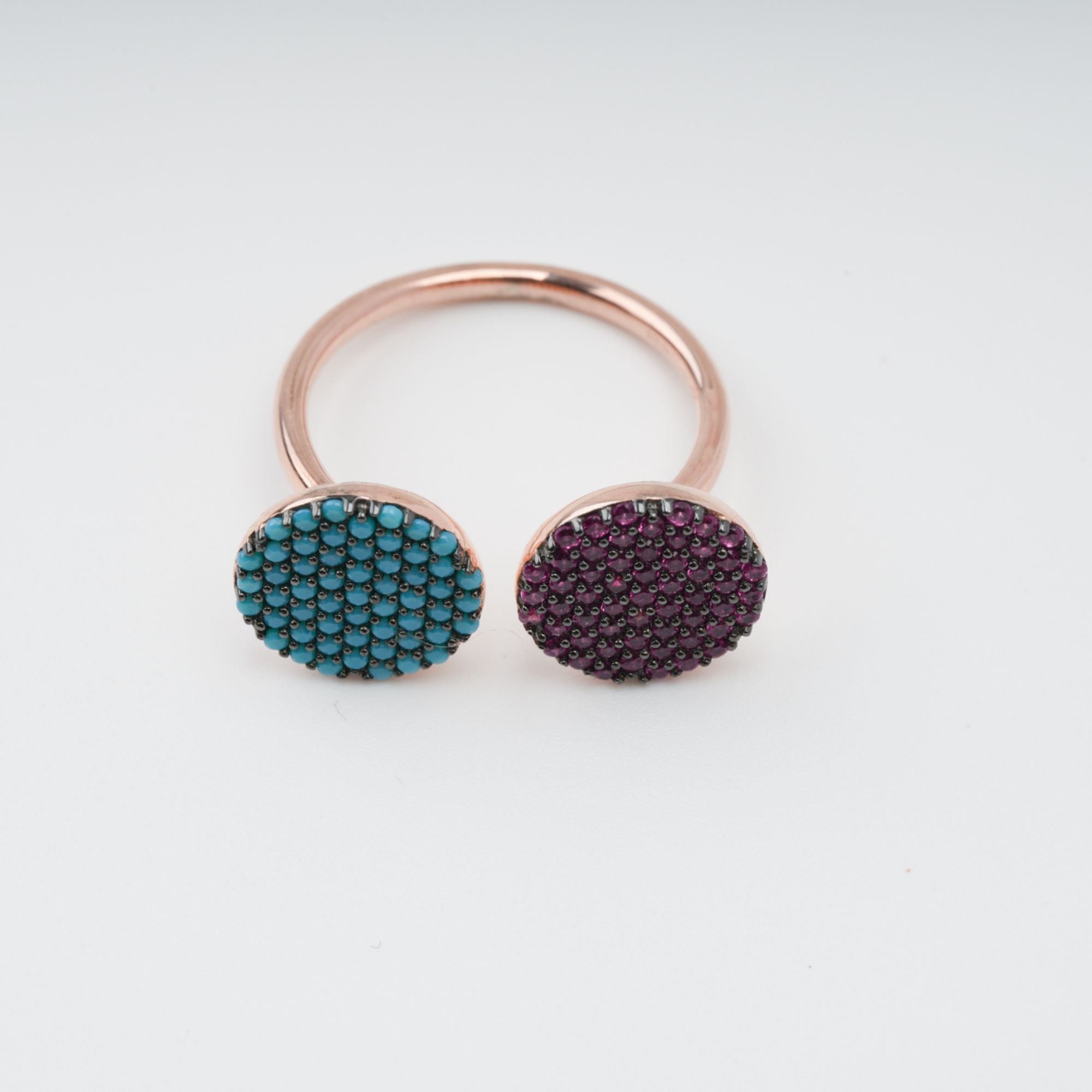 Adélaïd Two Tone Pavé-Set Adjustable Gemstone Ring