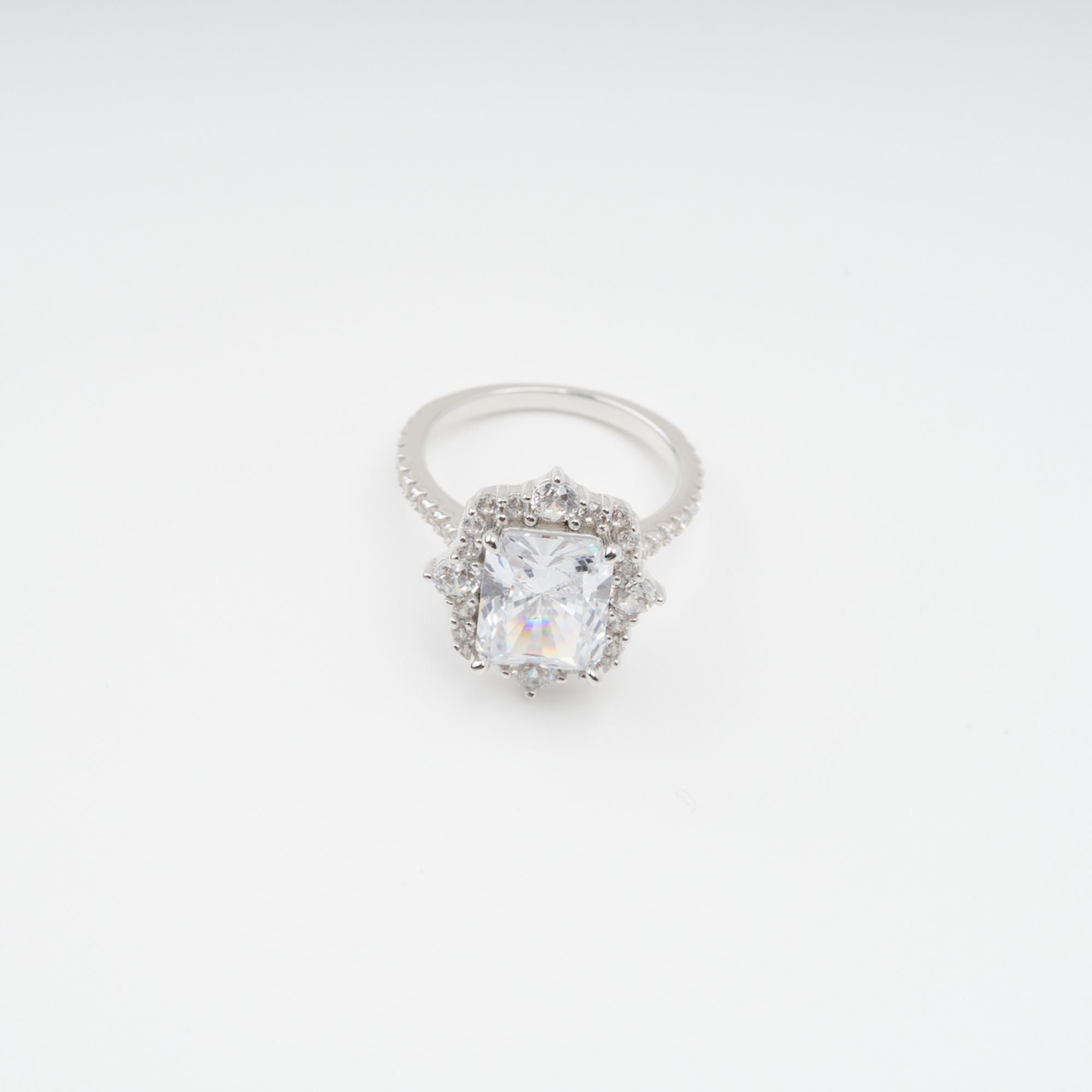 Émilienne Sterling Silver Rectangular Zircon Gemstone Ring (Final Sale-US Only)