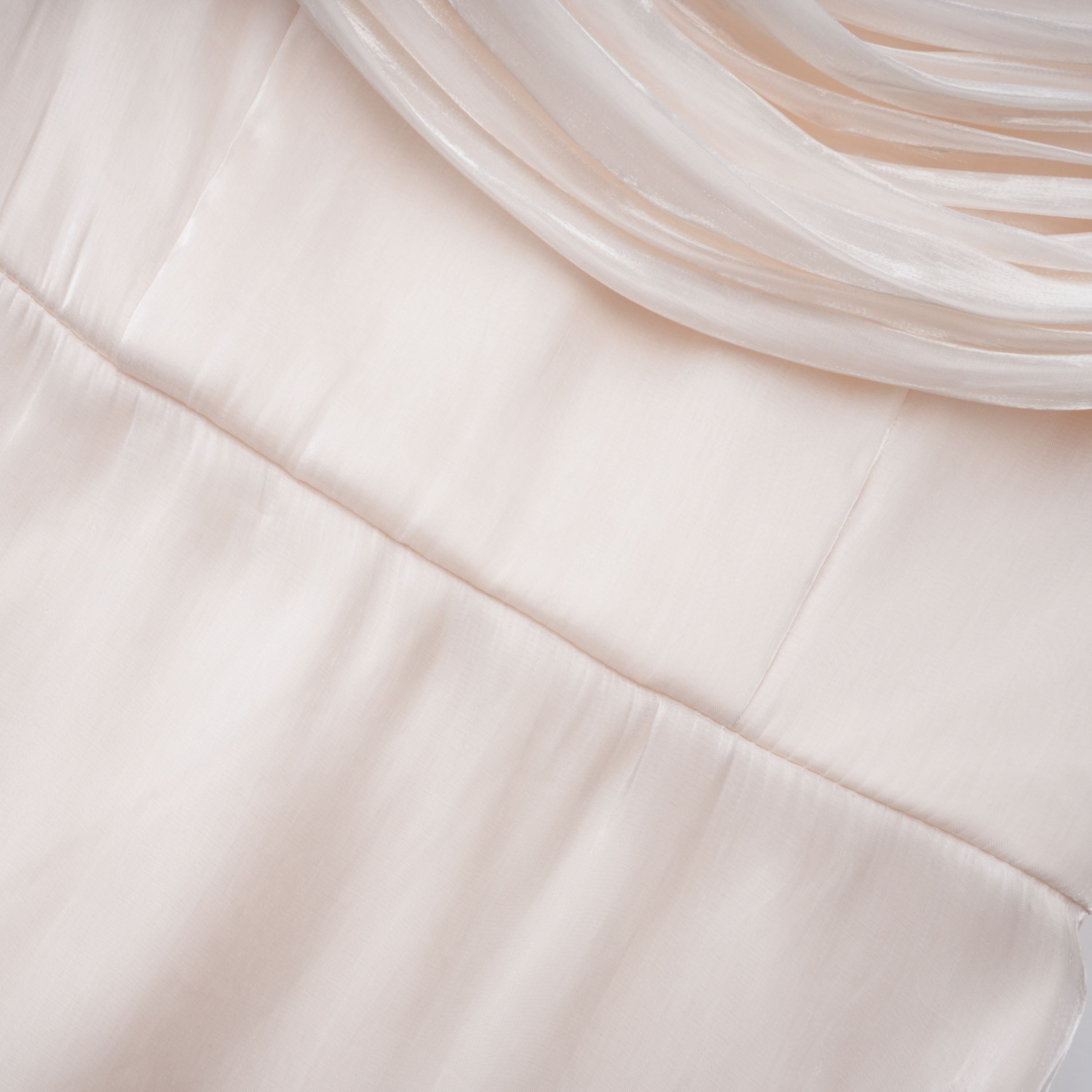 Hege Cream Glossy Ruched Cape Maxi Dress (Final Sale)