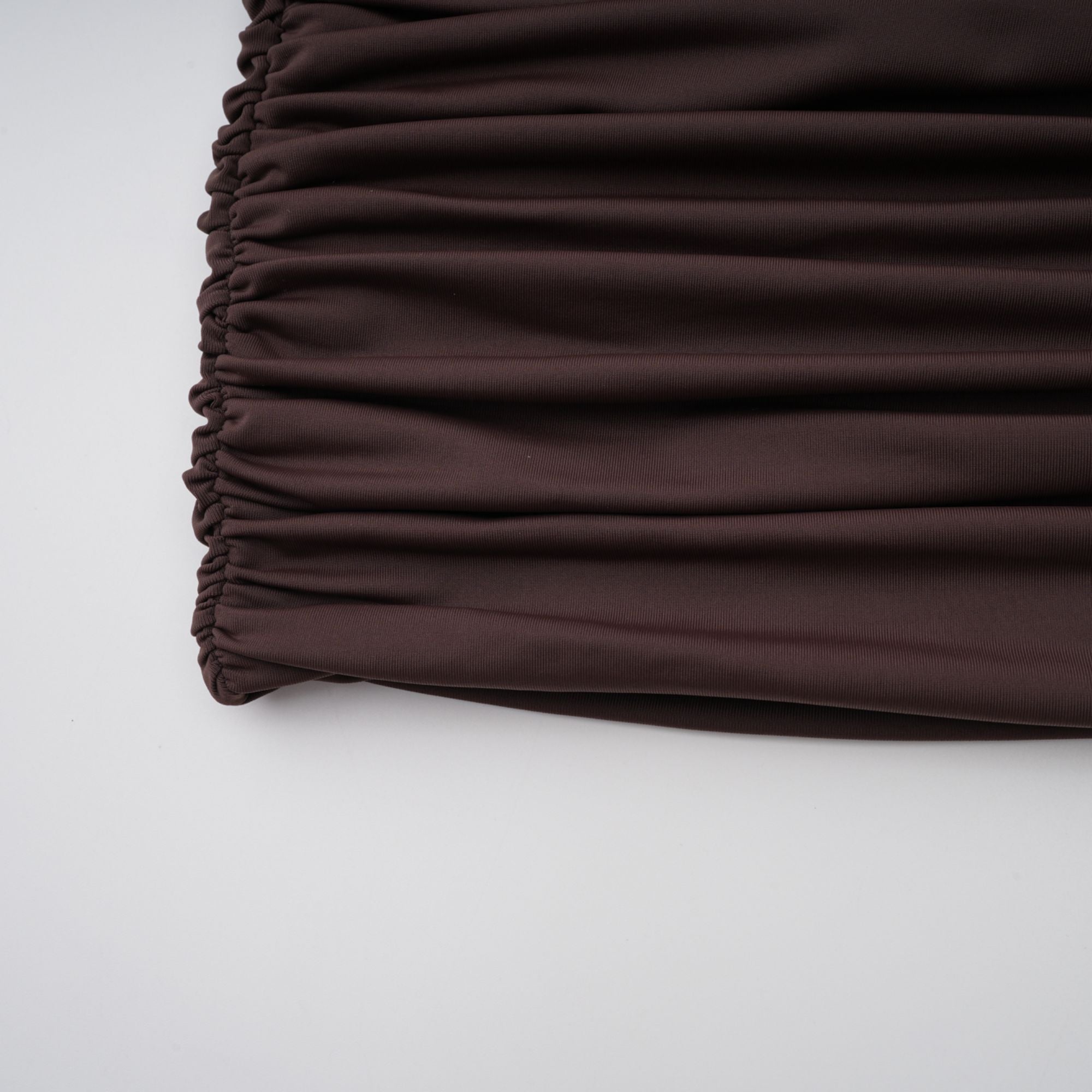 Fée Brown Asymmetrical Ruched Mini Dress (Final Sale-US Only)