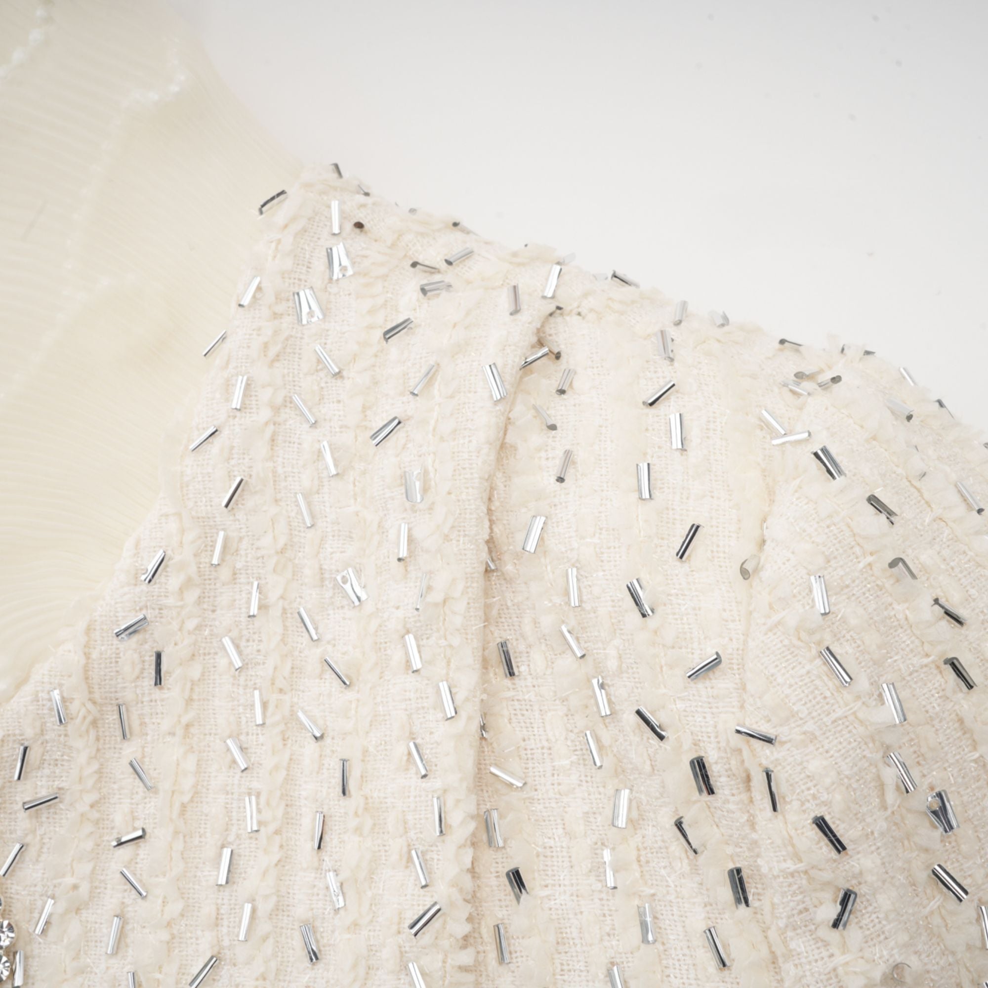 Blanche white beaded ruffle cropped jacket (Final Sale)