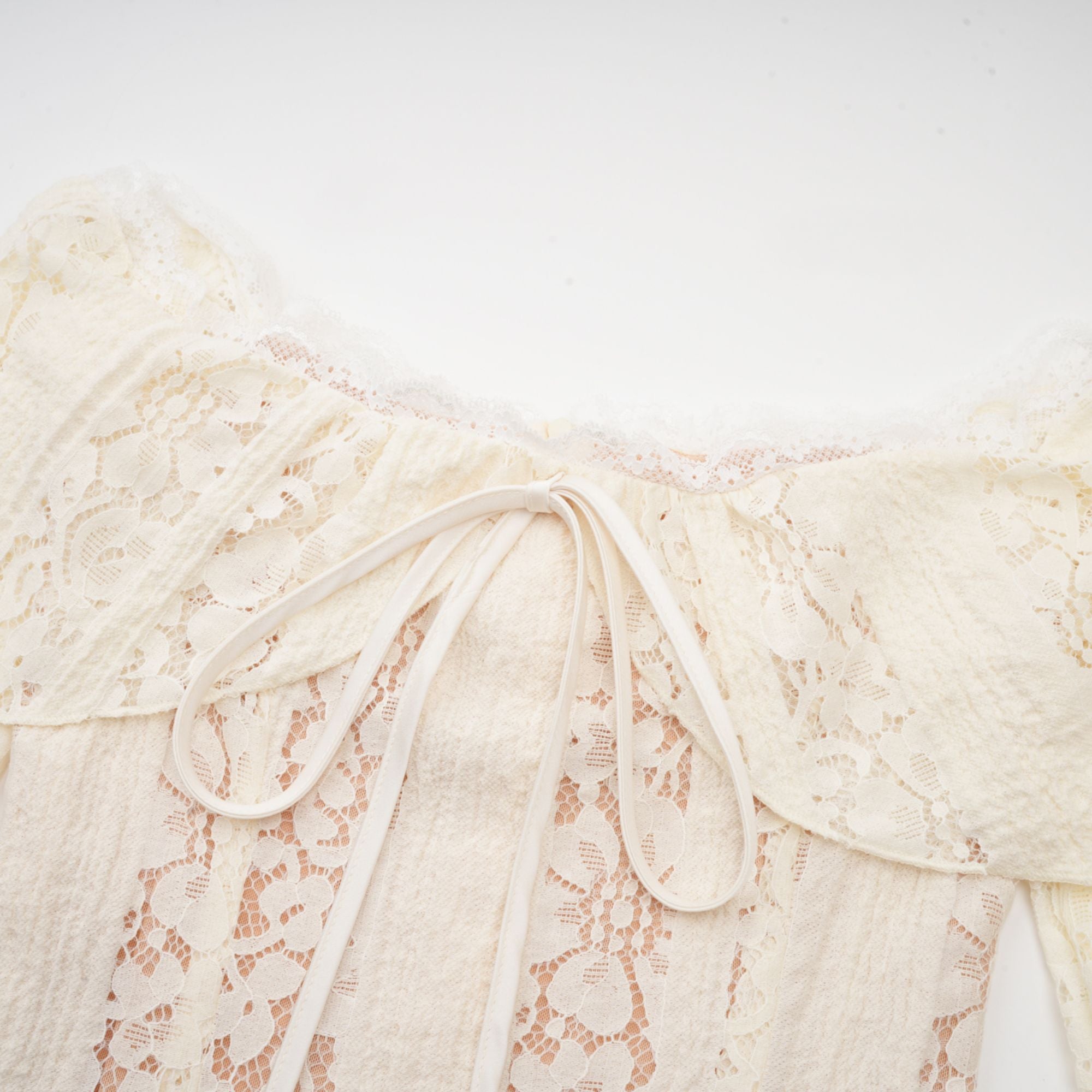 Émeline floral lace flared-cuff mini dress in Neutrals (Final Sale-US Only)