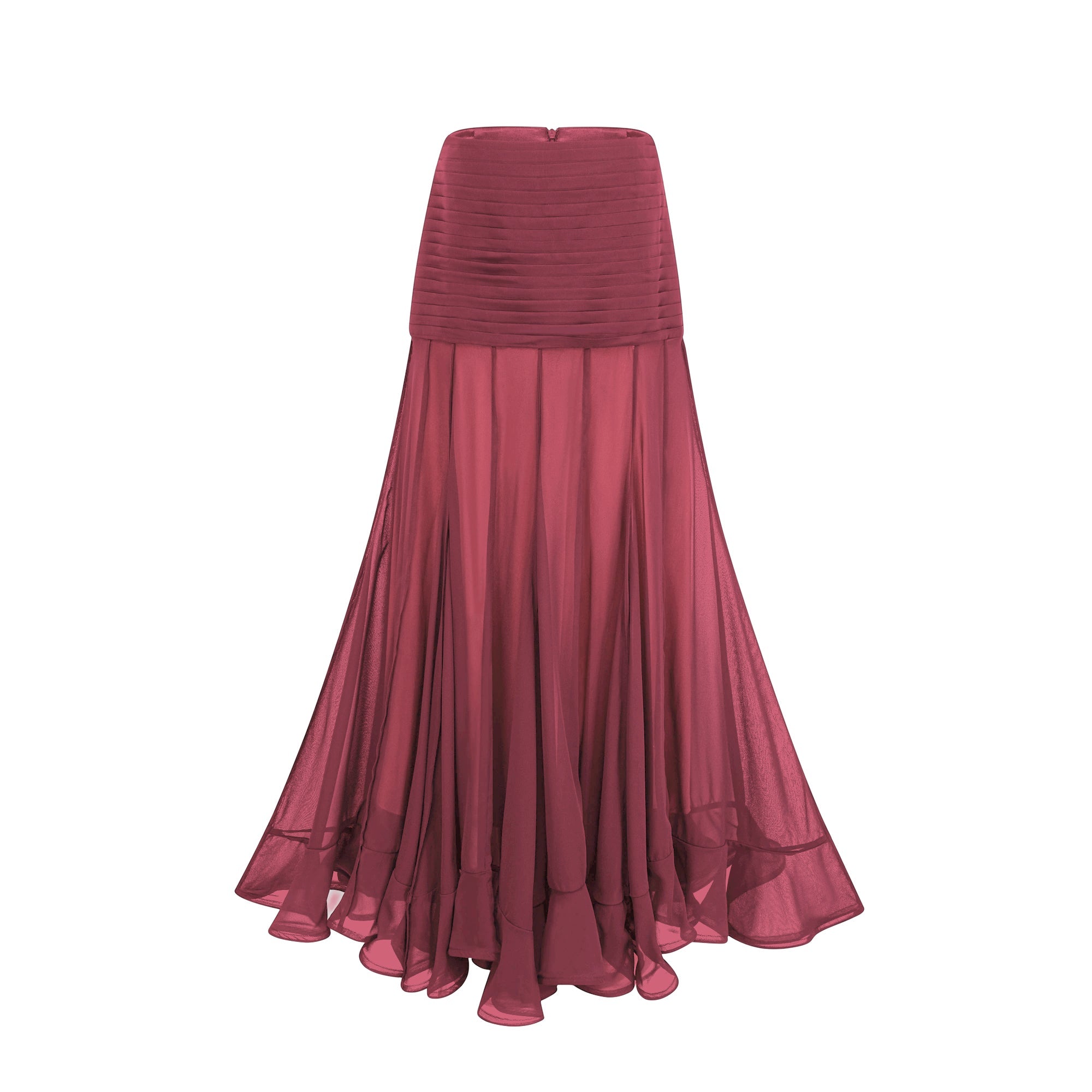 Jacqueline rayon ruffle pleated tulle maxi skirt (Final Sale)