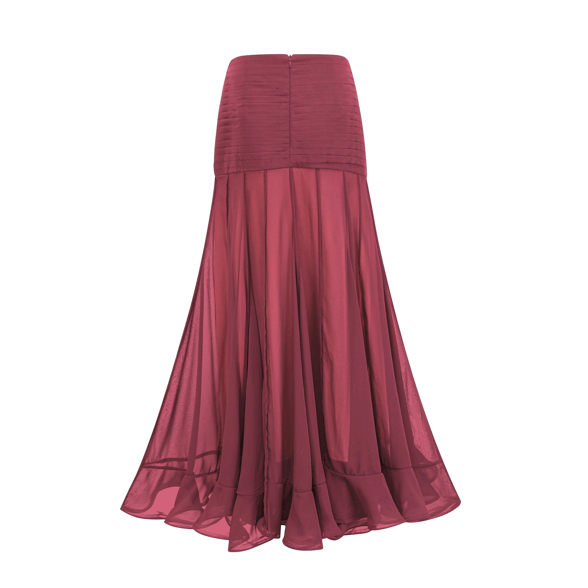 Jacqueline rayon ruffle pleated tulle maxi skirt (Final Sale)