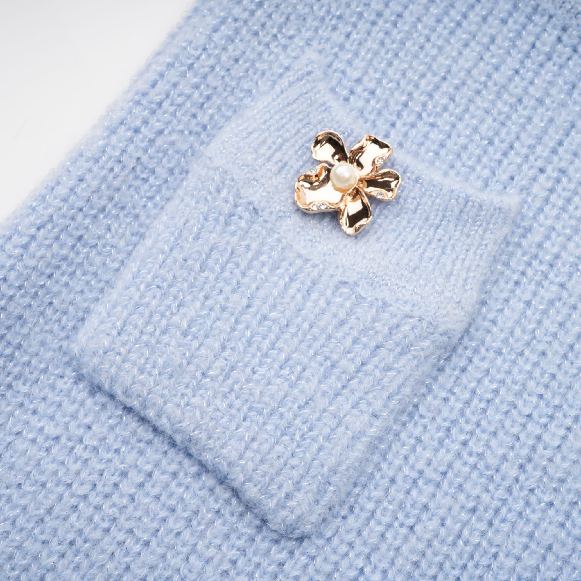 Chantal Blue Knit Two-Piece Blouse and Skirt Set (Final Sale)