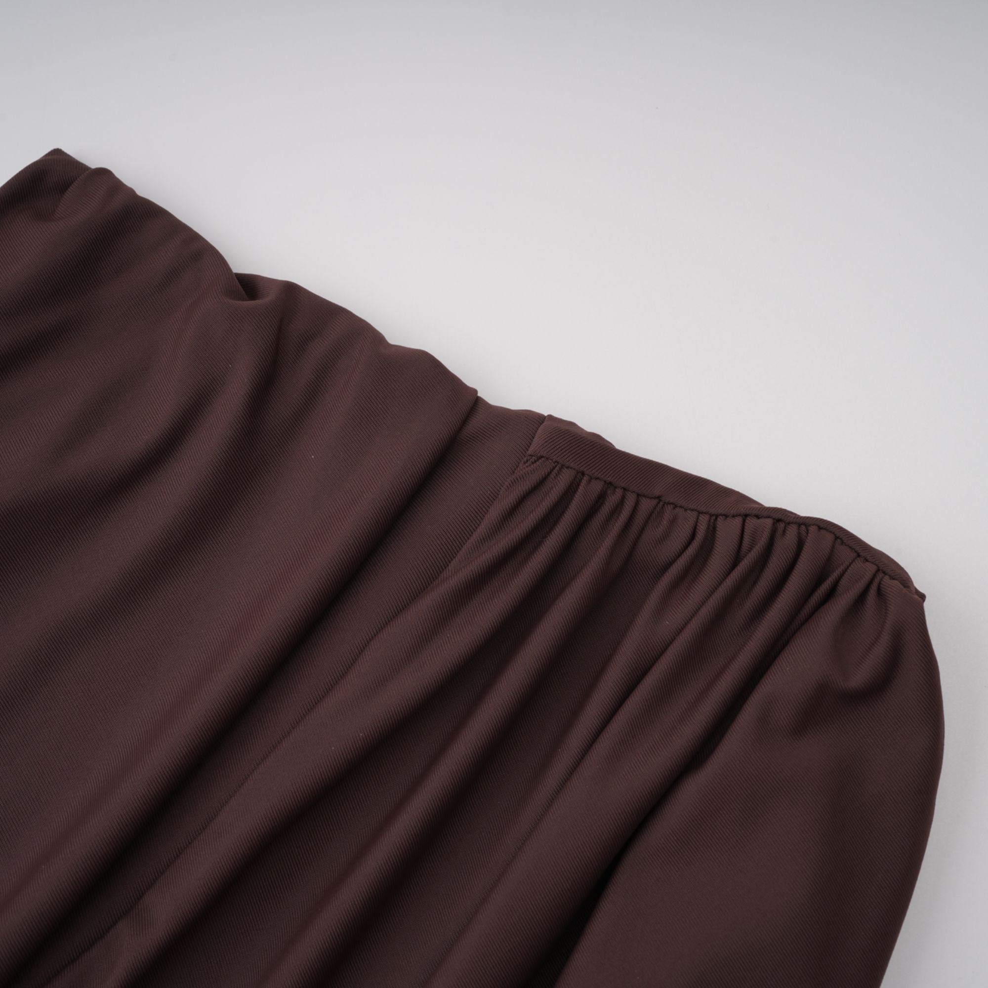 Prune Brown Night Out Asymmetrical Ruched Midi Dress (Final Sale)