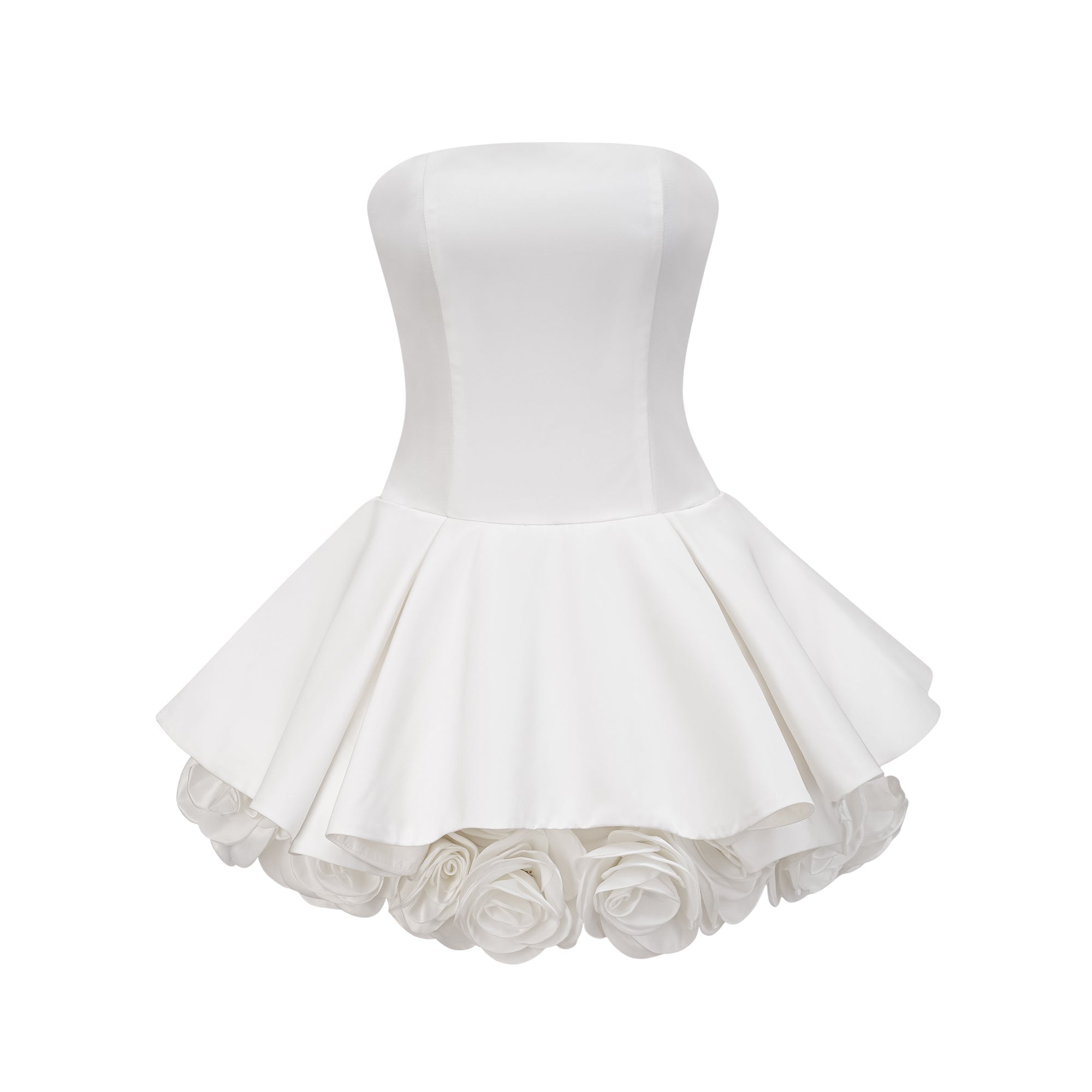 Lucie white petal-layered strapless corset mini dress (Final Sale)