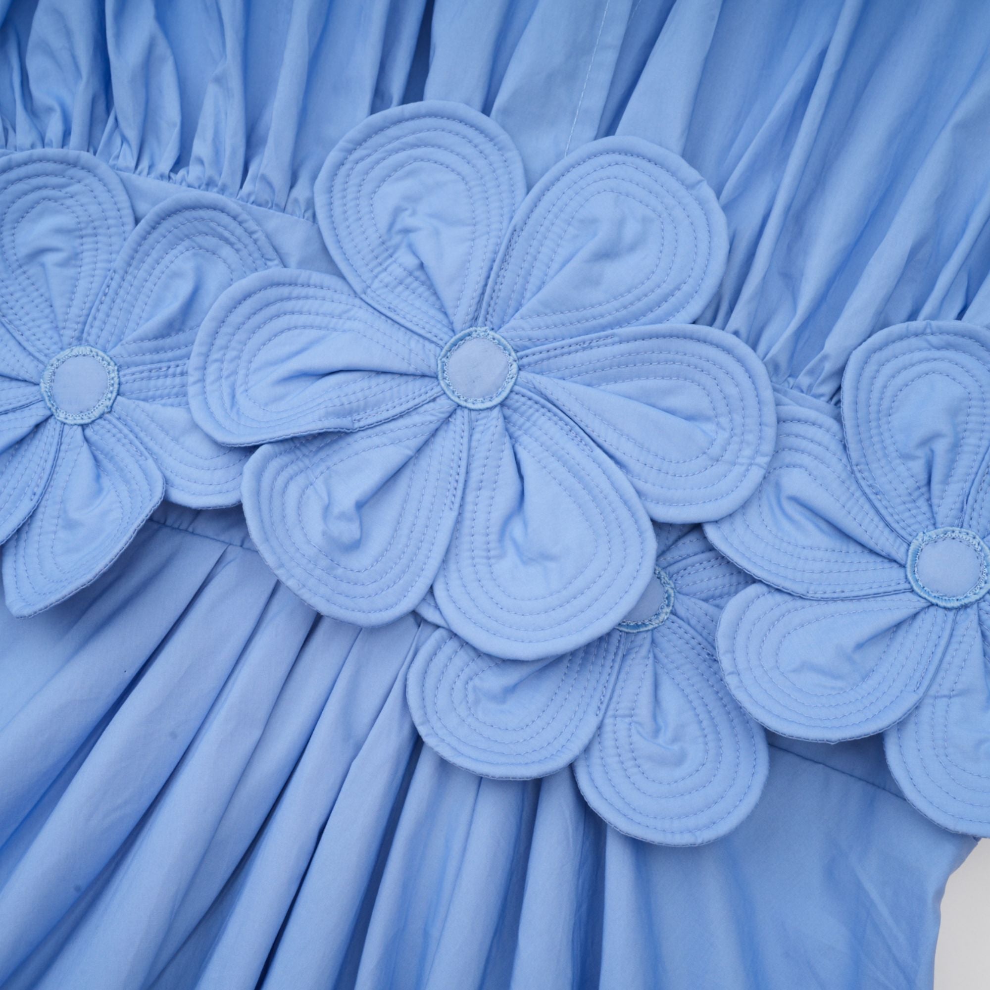 Emma petal-detail drawstring maxi dress in Blue (Final Sale)