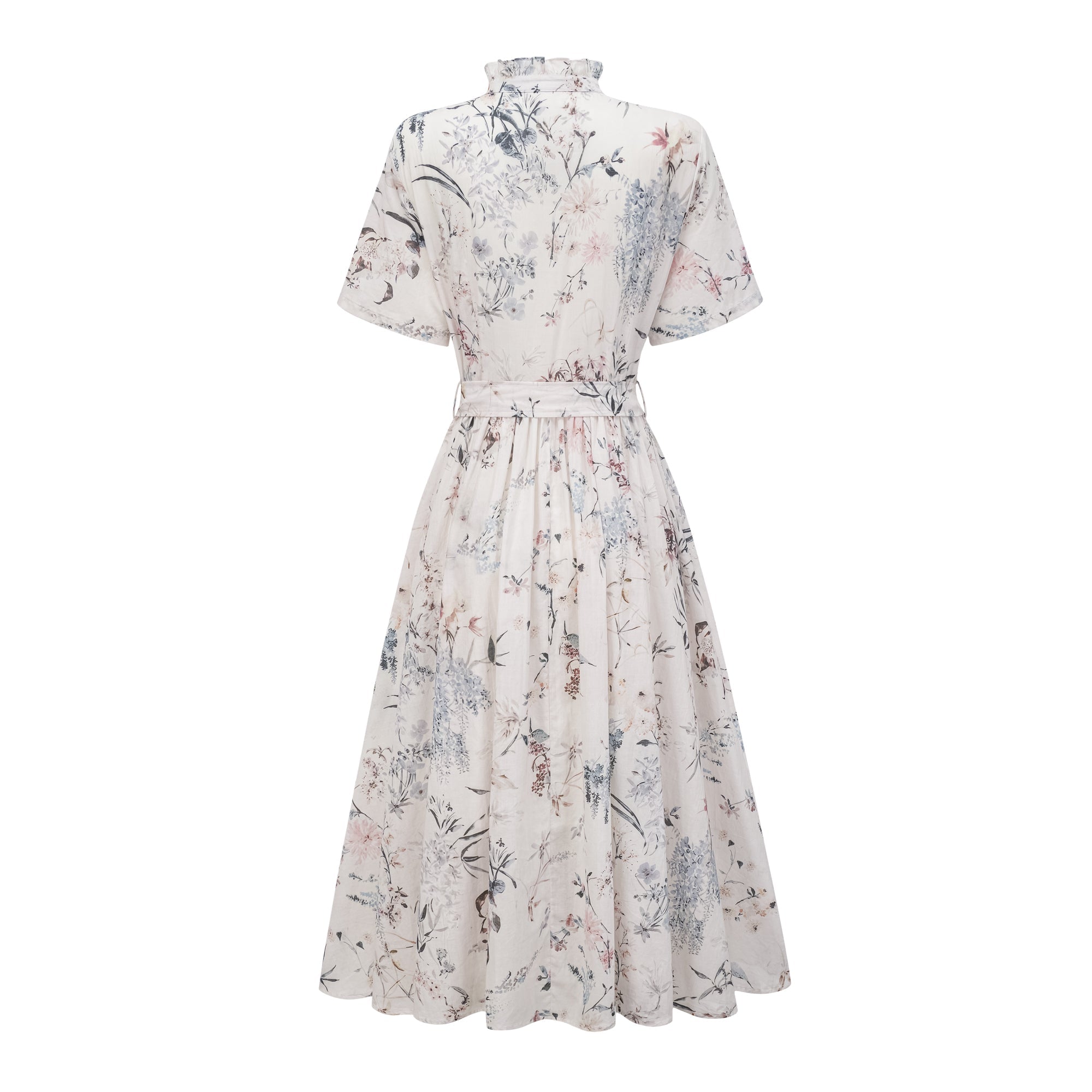 Héloïse White Floral Print Summer Midi Dress (Final Sale)