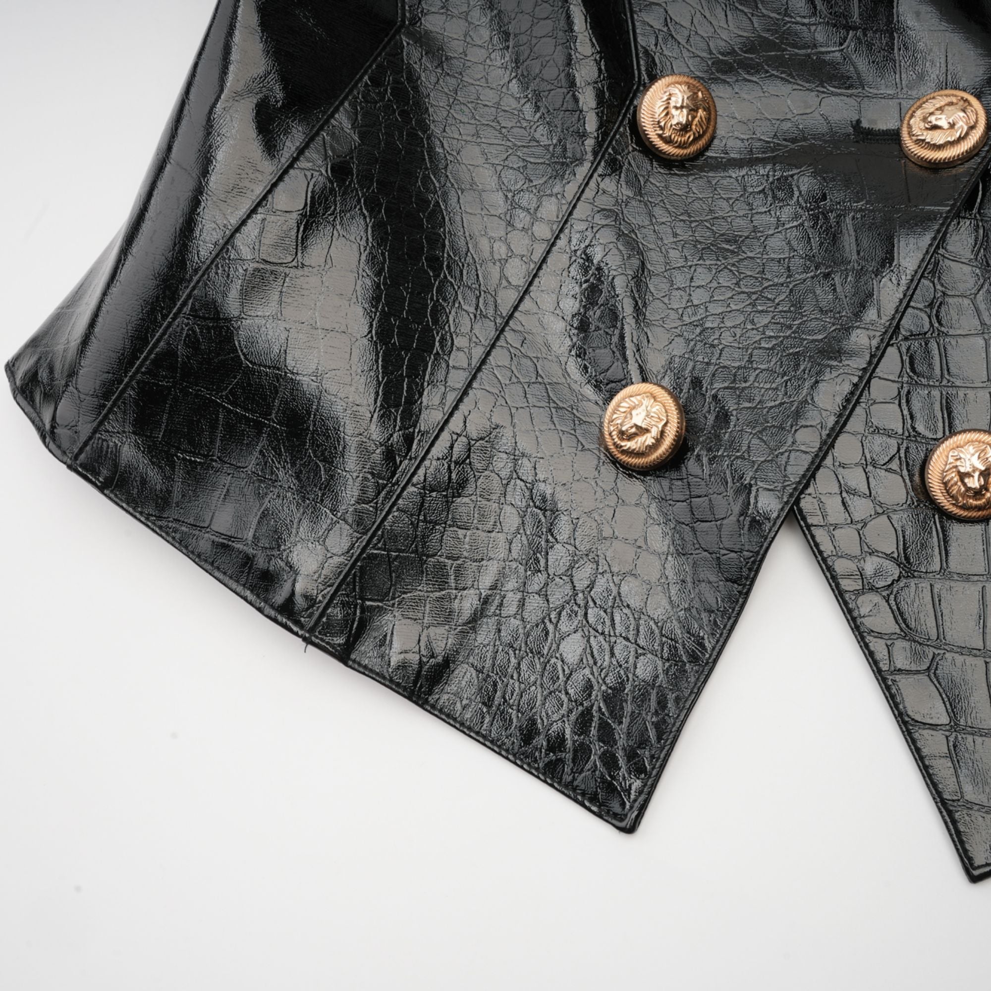 Élodie black cinched-waist leather jacket (Final Sale)