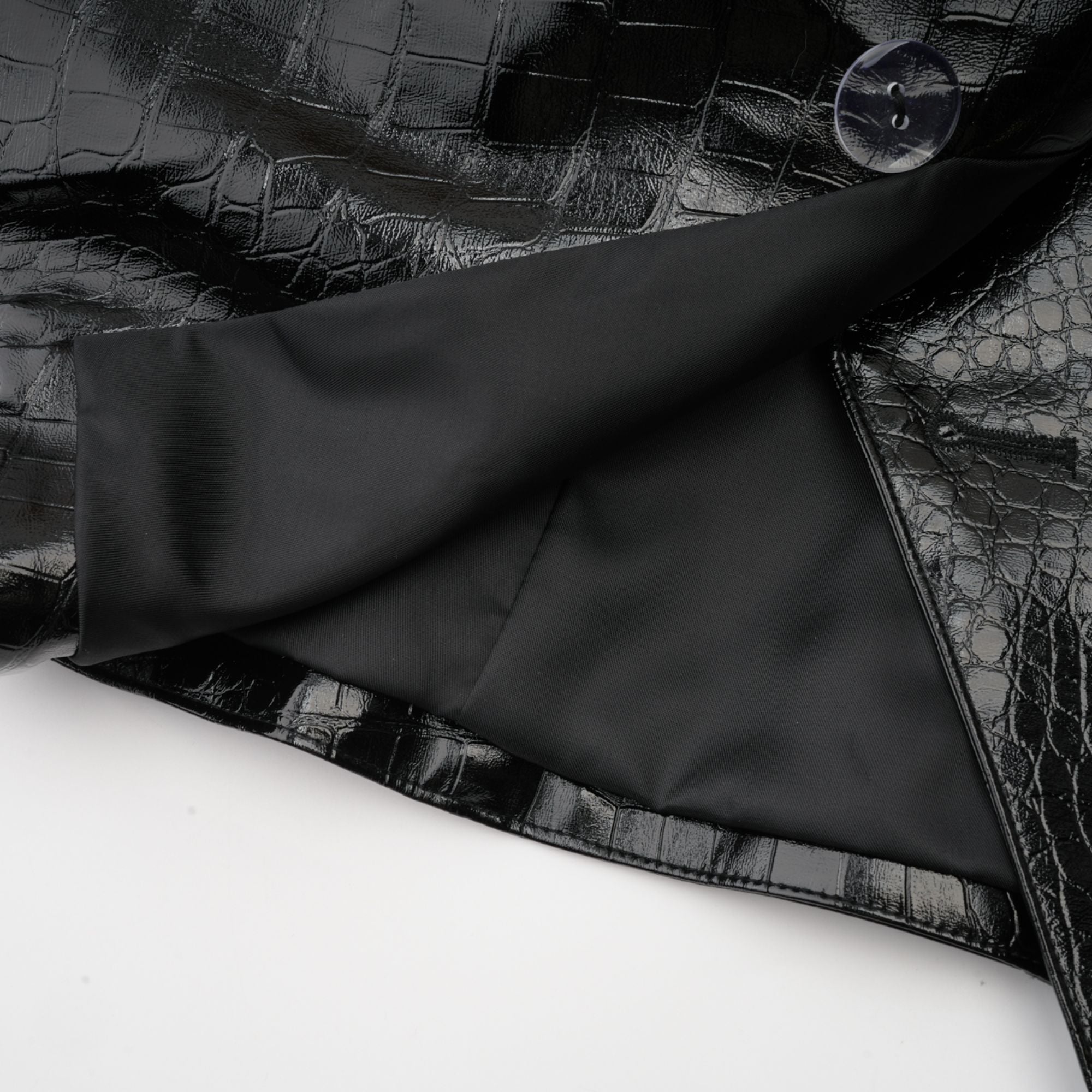 Élodie black cinched-waist leather jacket (Final Sale)