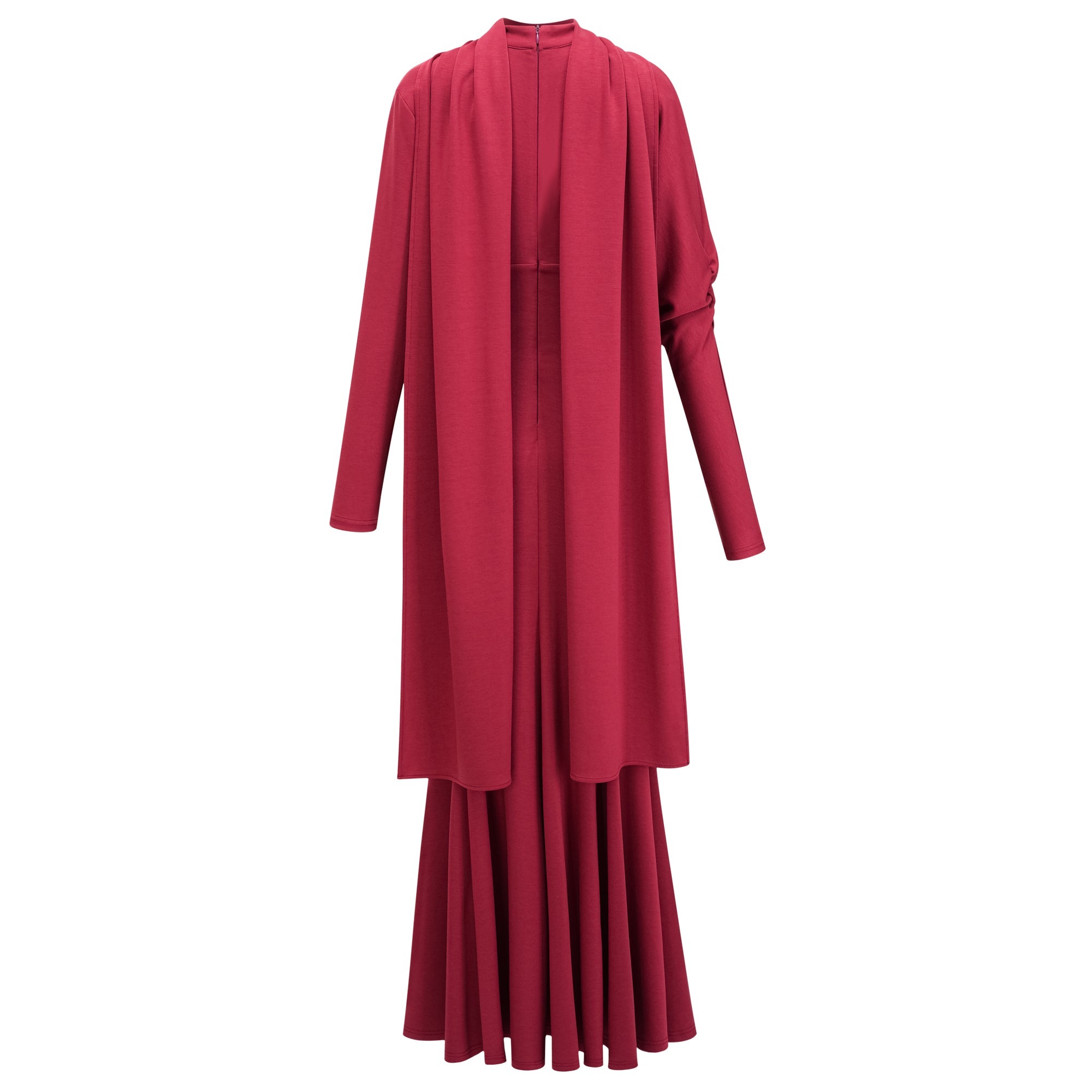 Margot Red Scarf Design Ruched Maxi Gown (Final Sale)