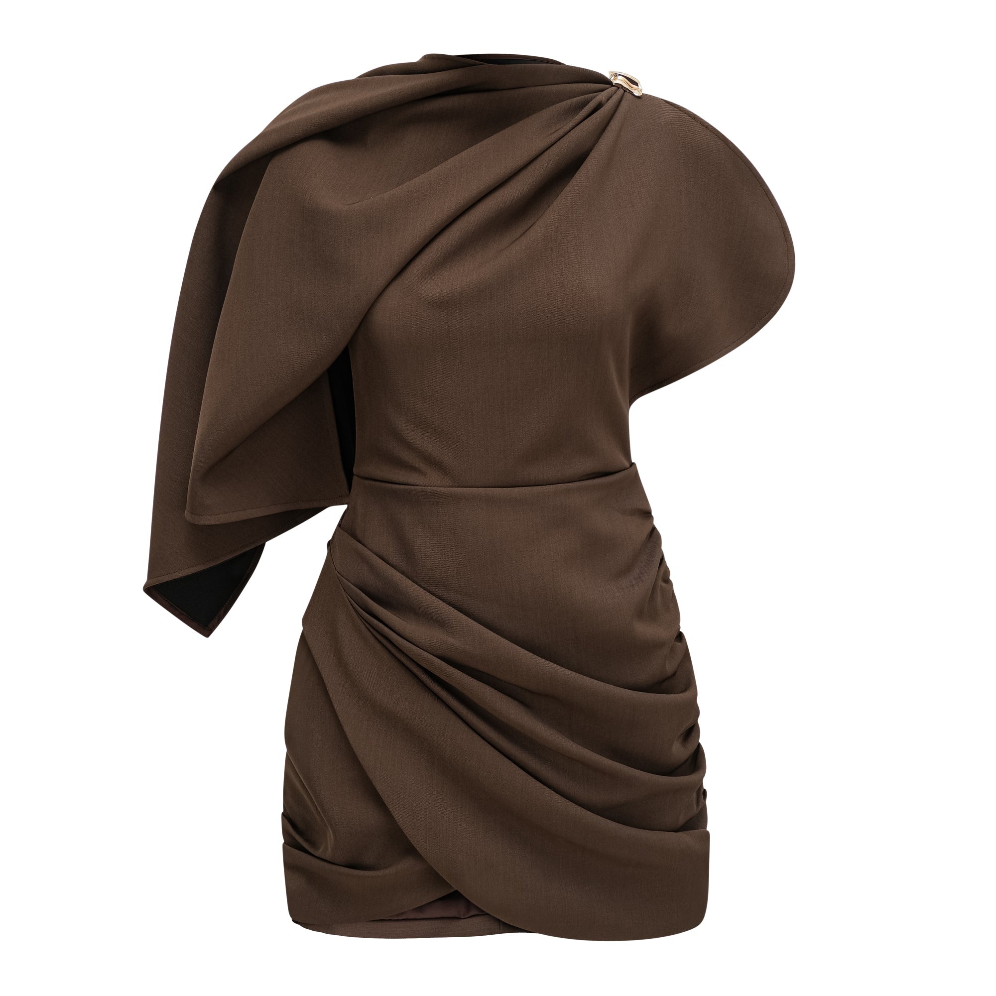 Francesca Brown Asymmetrical Gathered Mini Dress (Final Sale)