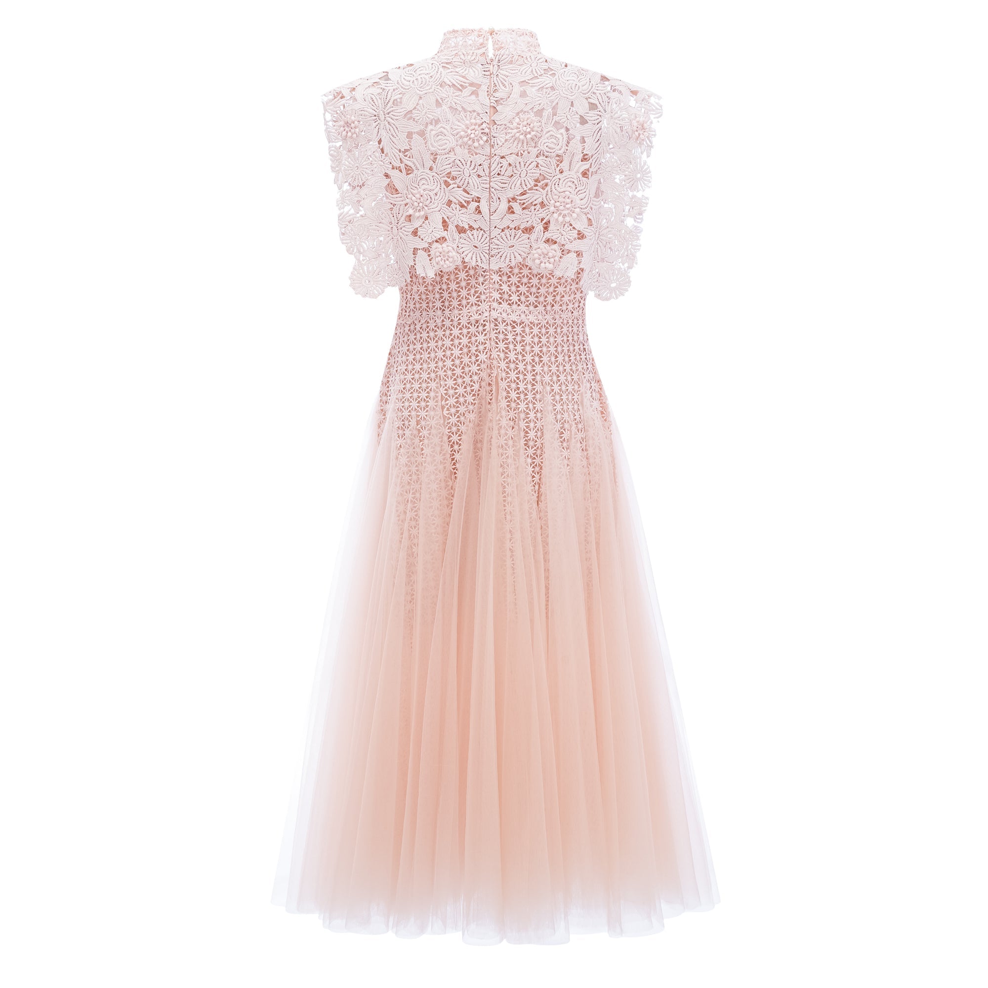 Margaret Light Pink Floral Crochet Midi Dress (Final Sale)