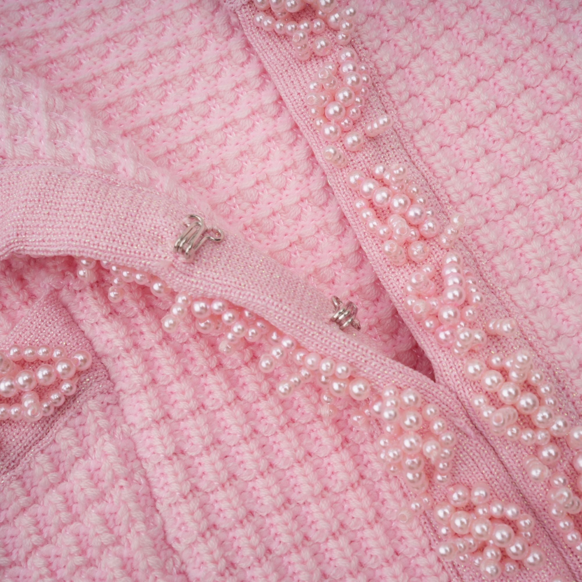 Eugénie Pink Beaded Knit Mini Dress