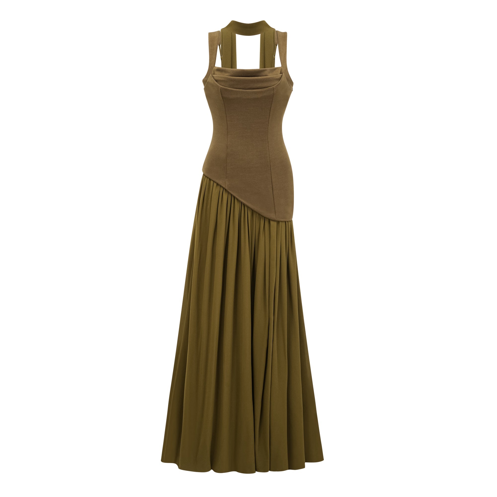 Sidonie Atrovirens Asymmetrical Maxi Gown (Without Gloves) (Final Sale)