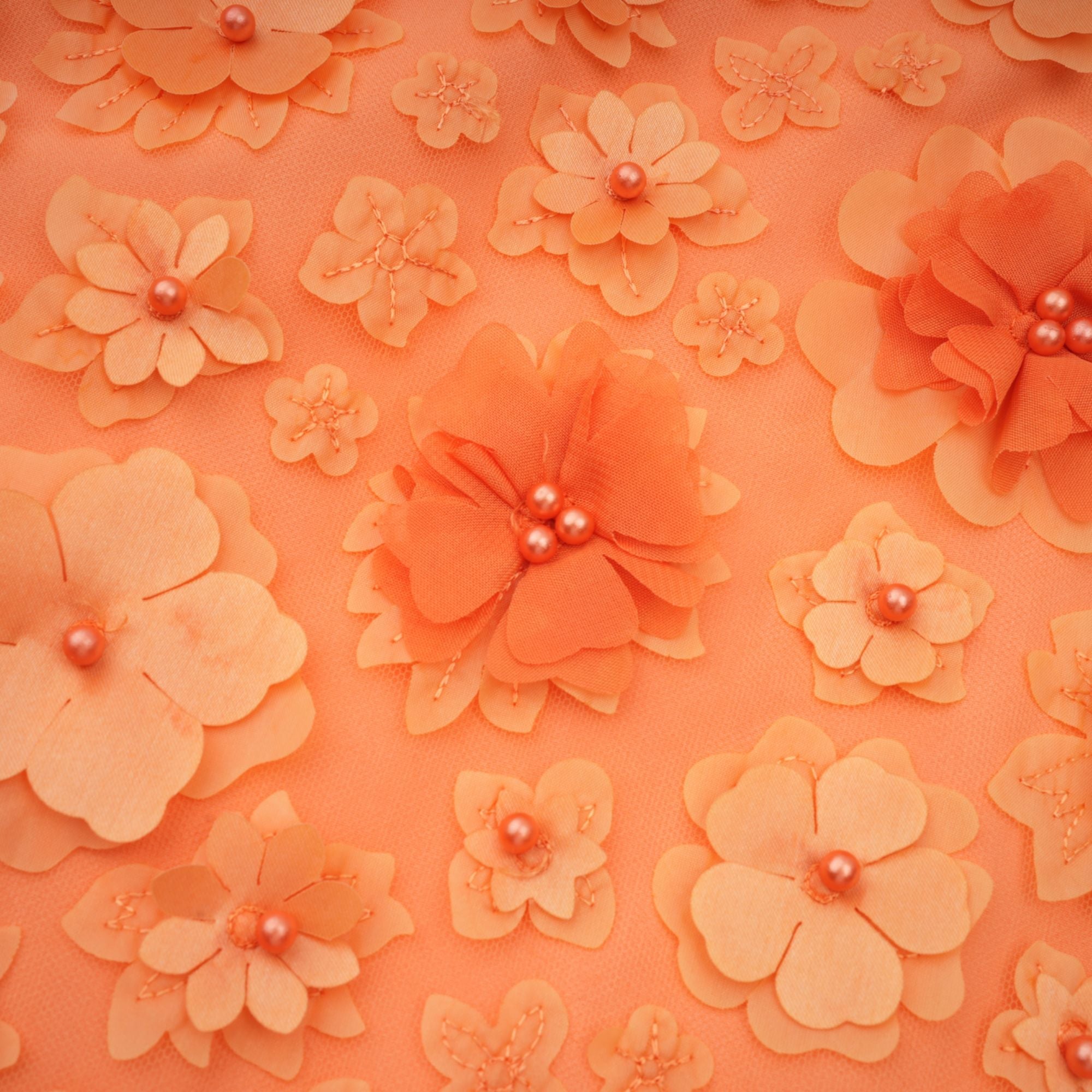 Orphée Orange Faux-Flower Mini Dress
