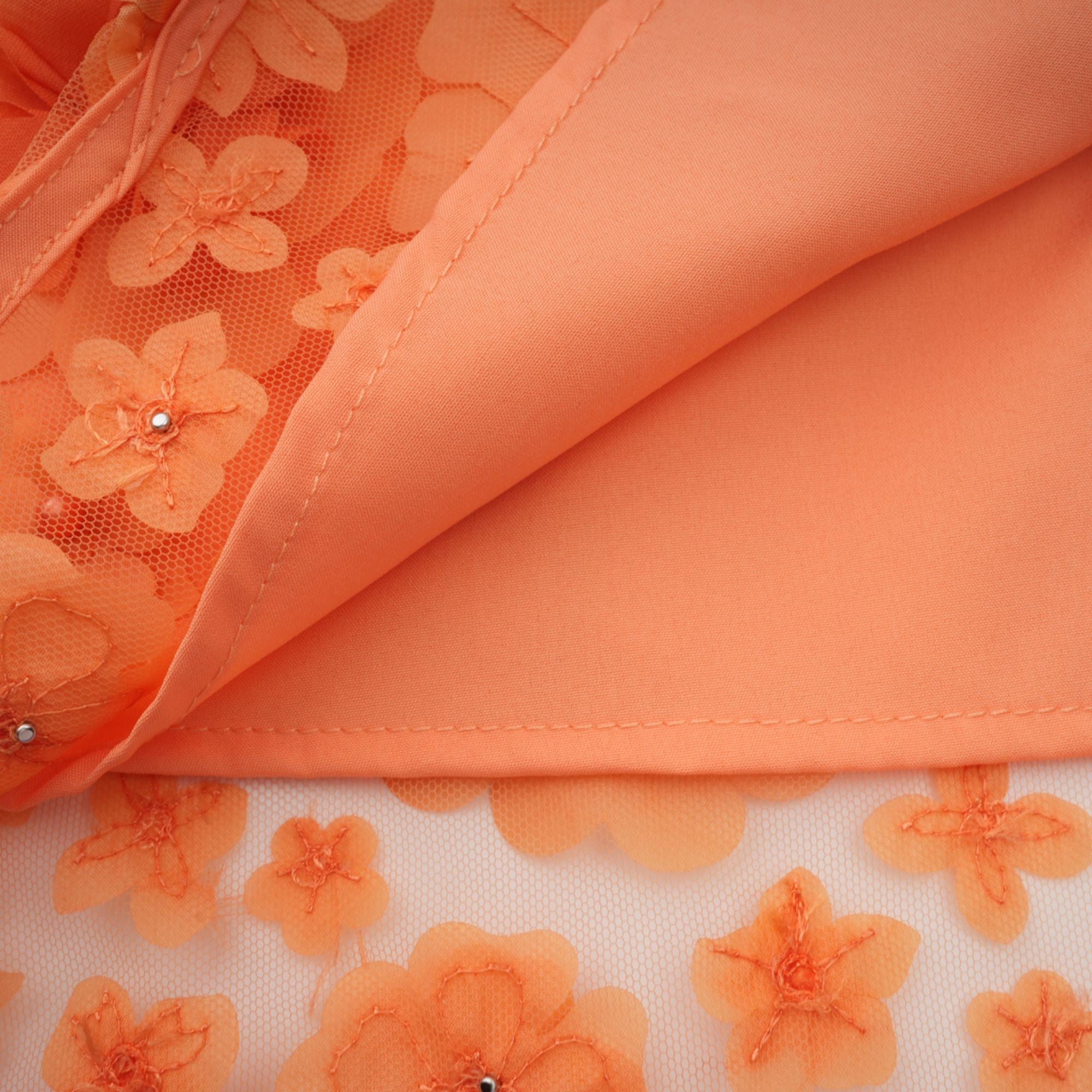 Orphée Orange Faux-Flower Mini Dress