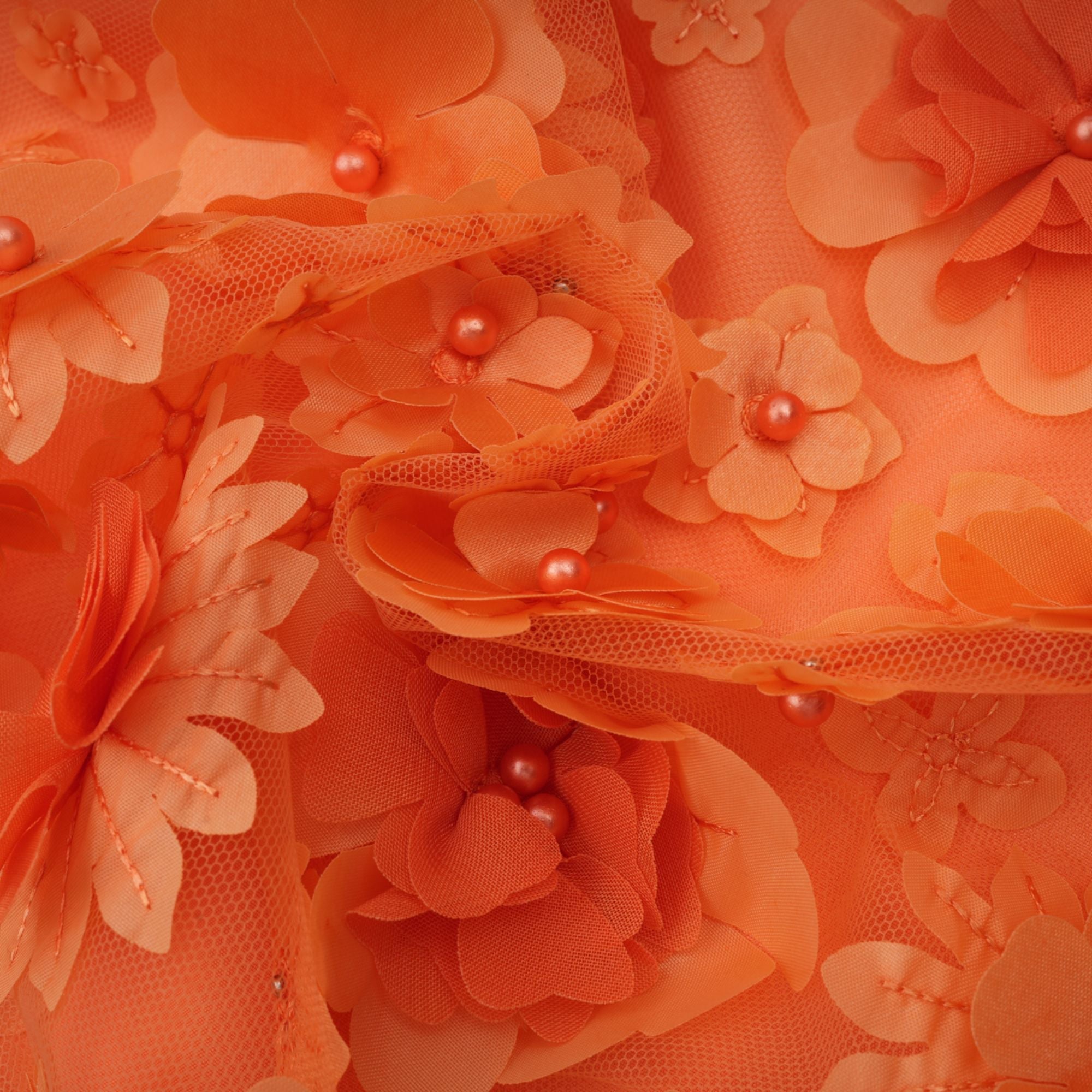 Orphée Orange Faux-Flower Mini Dress