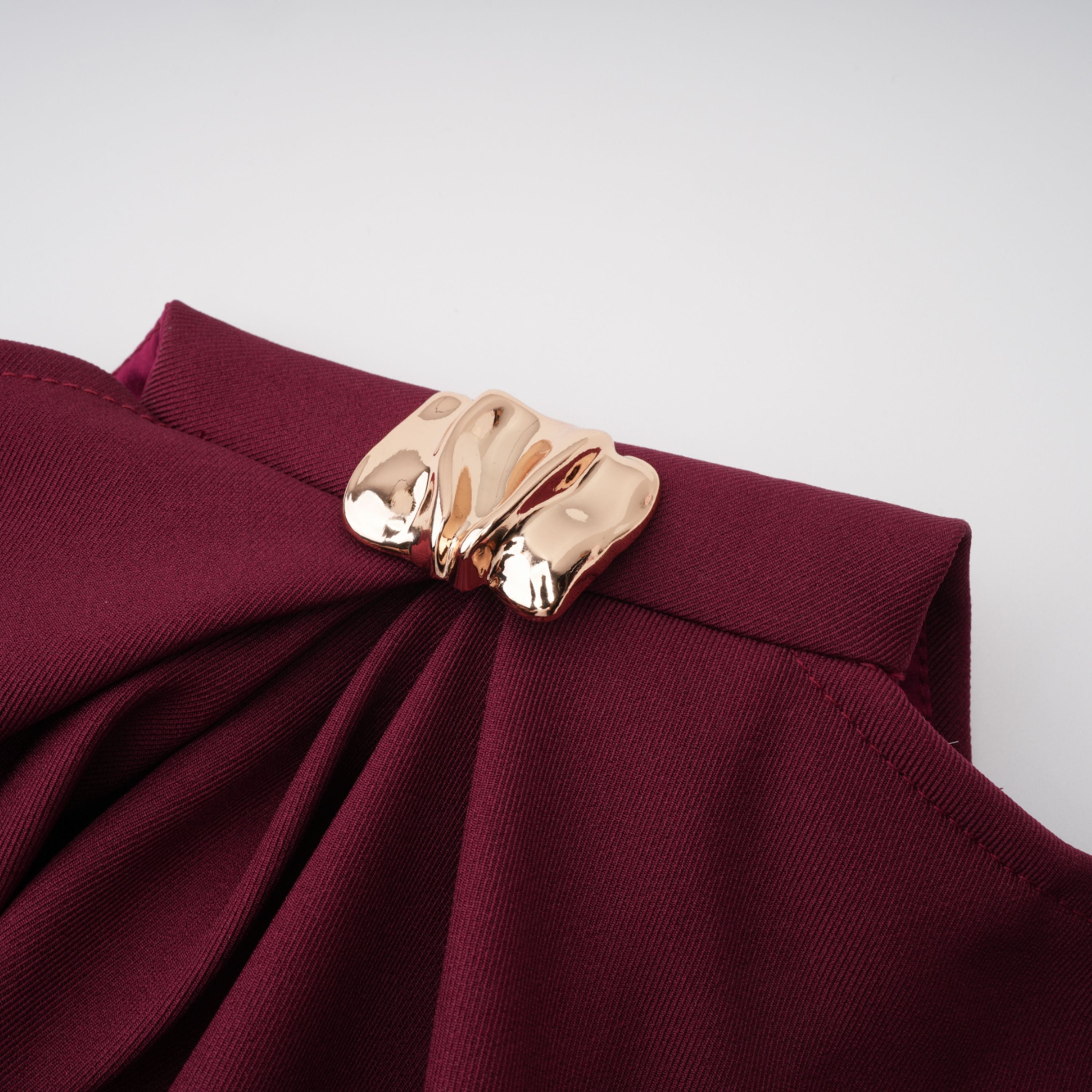 Wren Burgundy Asymmetrical Cape Maxi Dress (Final Sale-US Only)