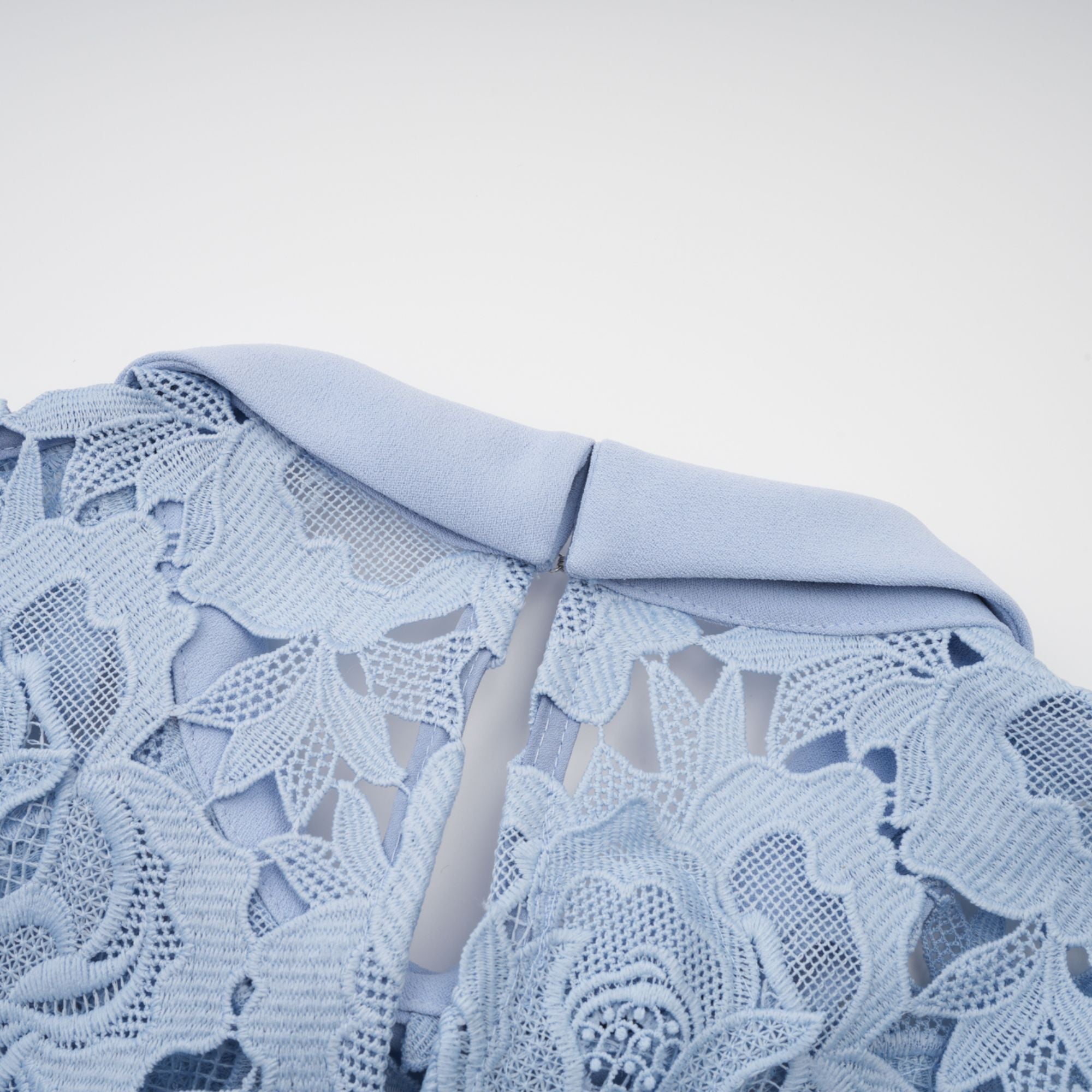 Aurore Blue Floral Appliqué Lace Midi Dress (Final Sale)
