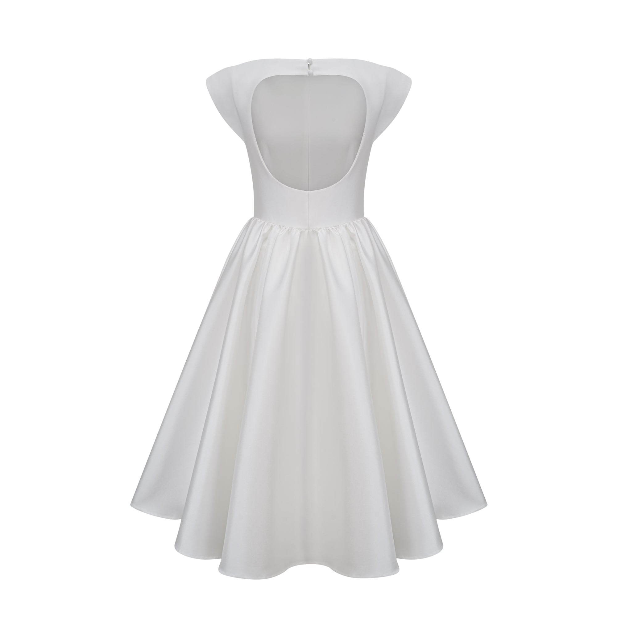 Amandine white open-back cap-sleeve midi dress (Final Sale)