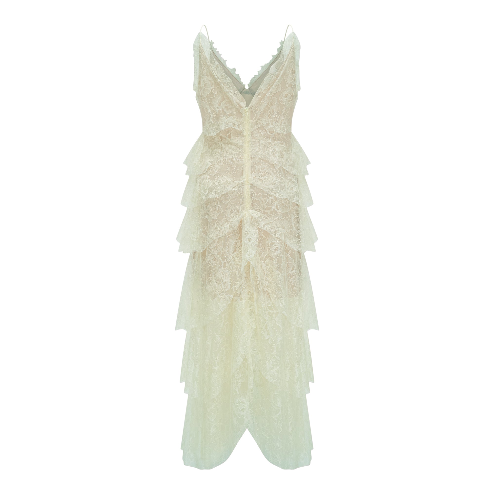Atousa Green Layered Floral Lace Maxi Dress with Bow (Final Sale-US Only)
