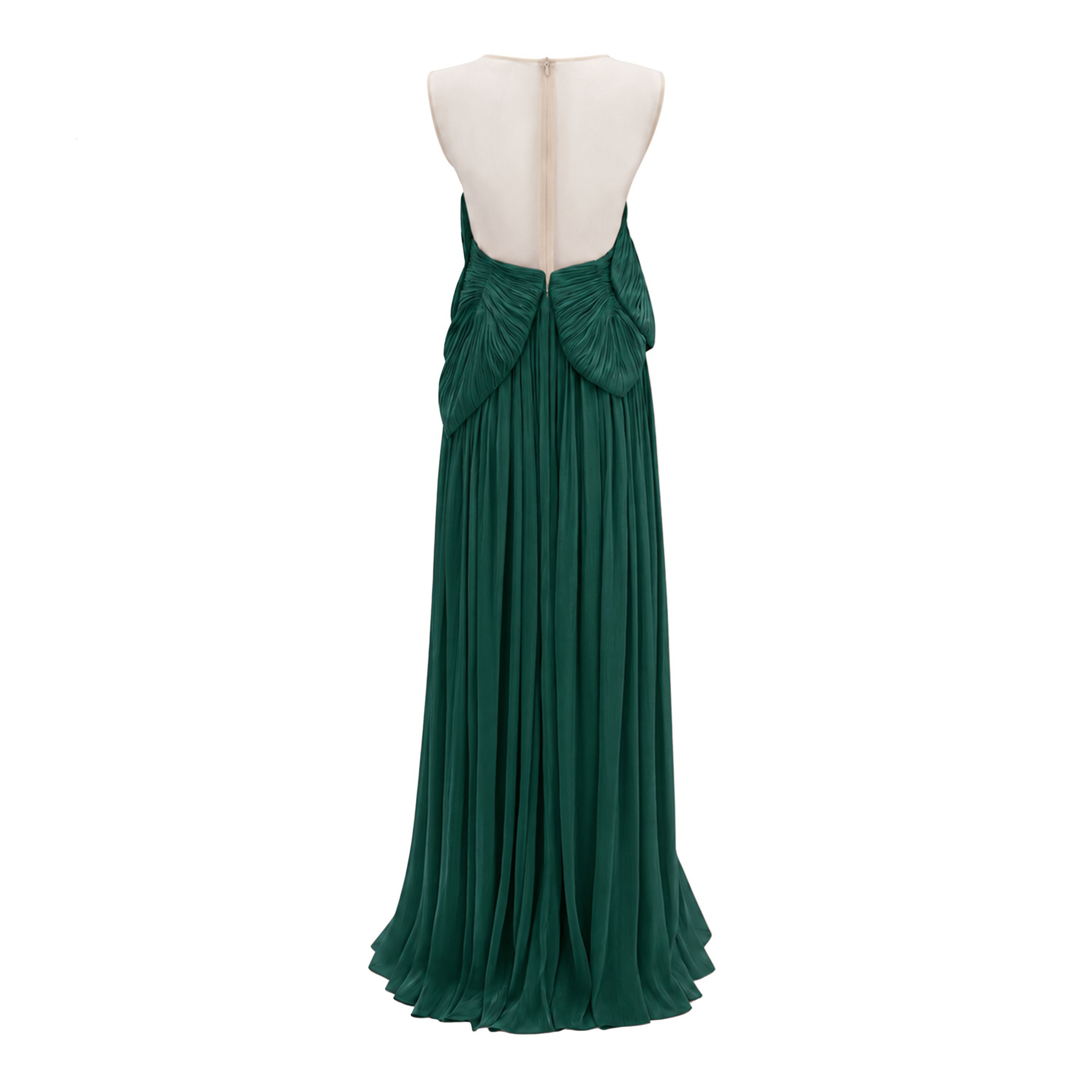 Dalila Green Backless Asymmetrical Ruched Maxi Dress (Final Sale-US Only)