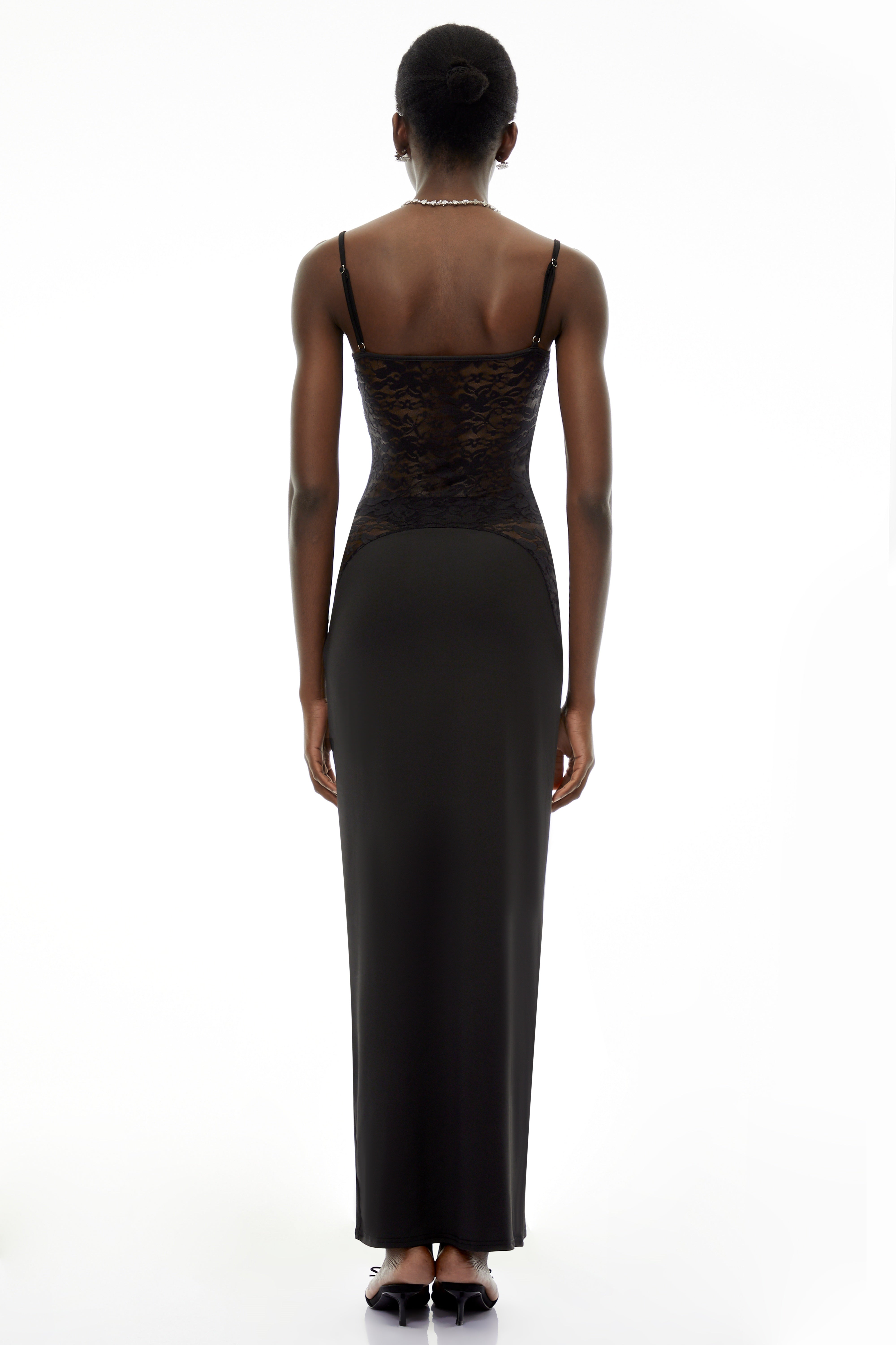 Eleanor Black Sweetheart Lace Panel Maxi Dress