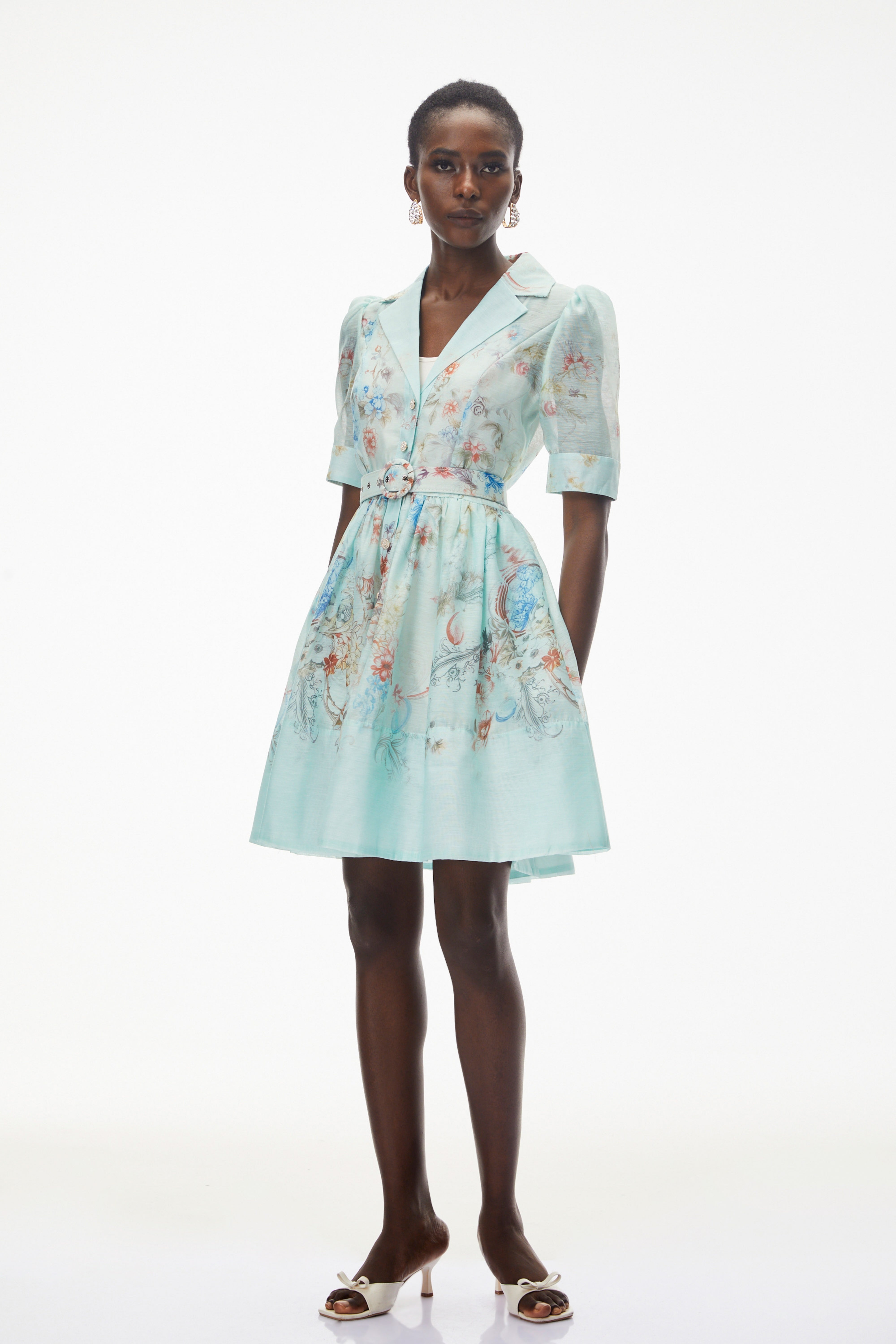 Elisheva Mint Green Floral Print Mini Dress (Final Sale-US Only)