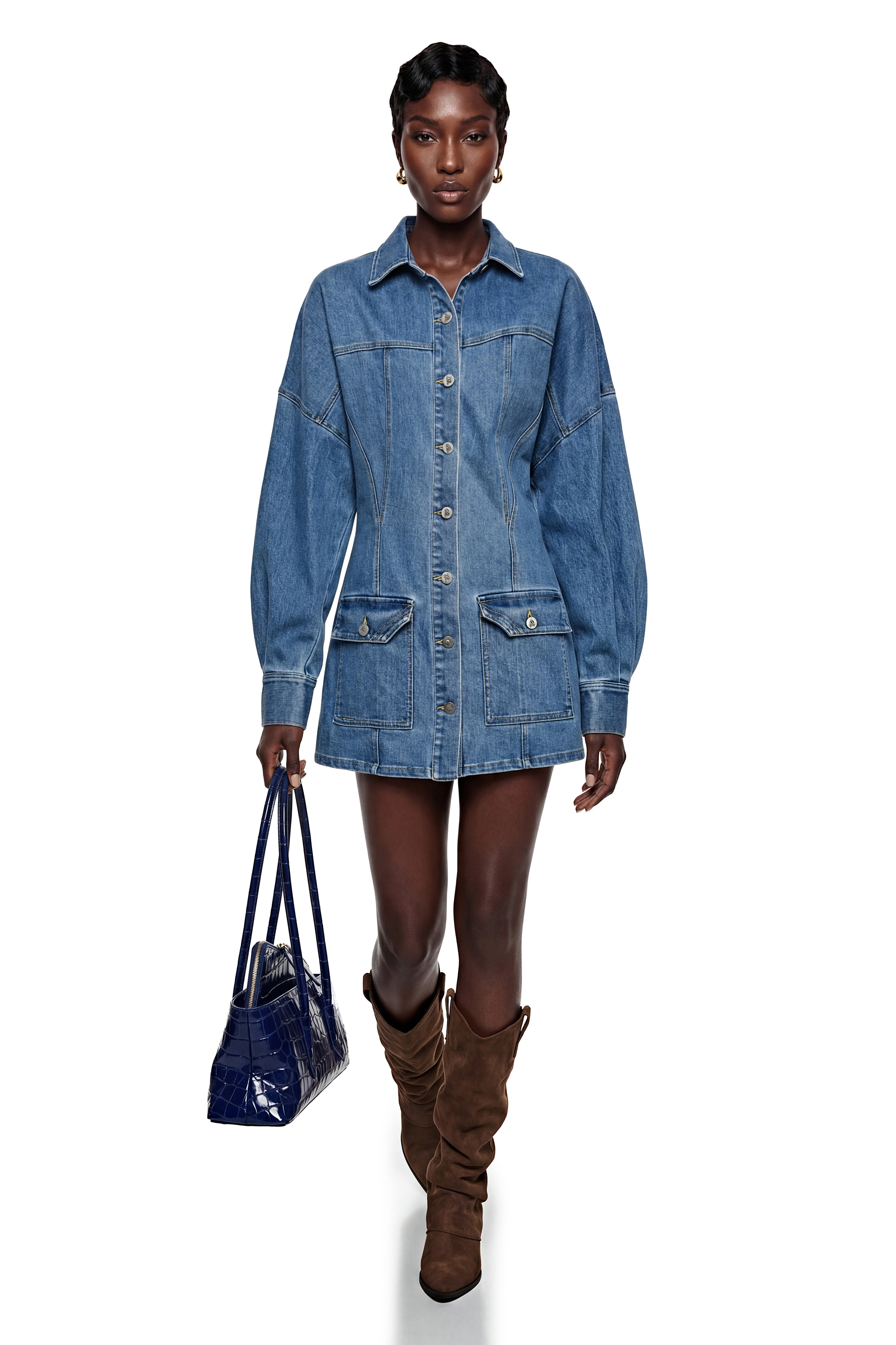 Eurydice Blue Button Down Denim Jacket (Final Sale-US Only)